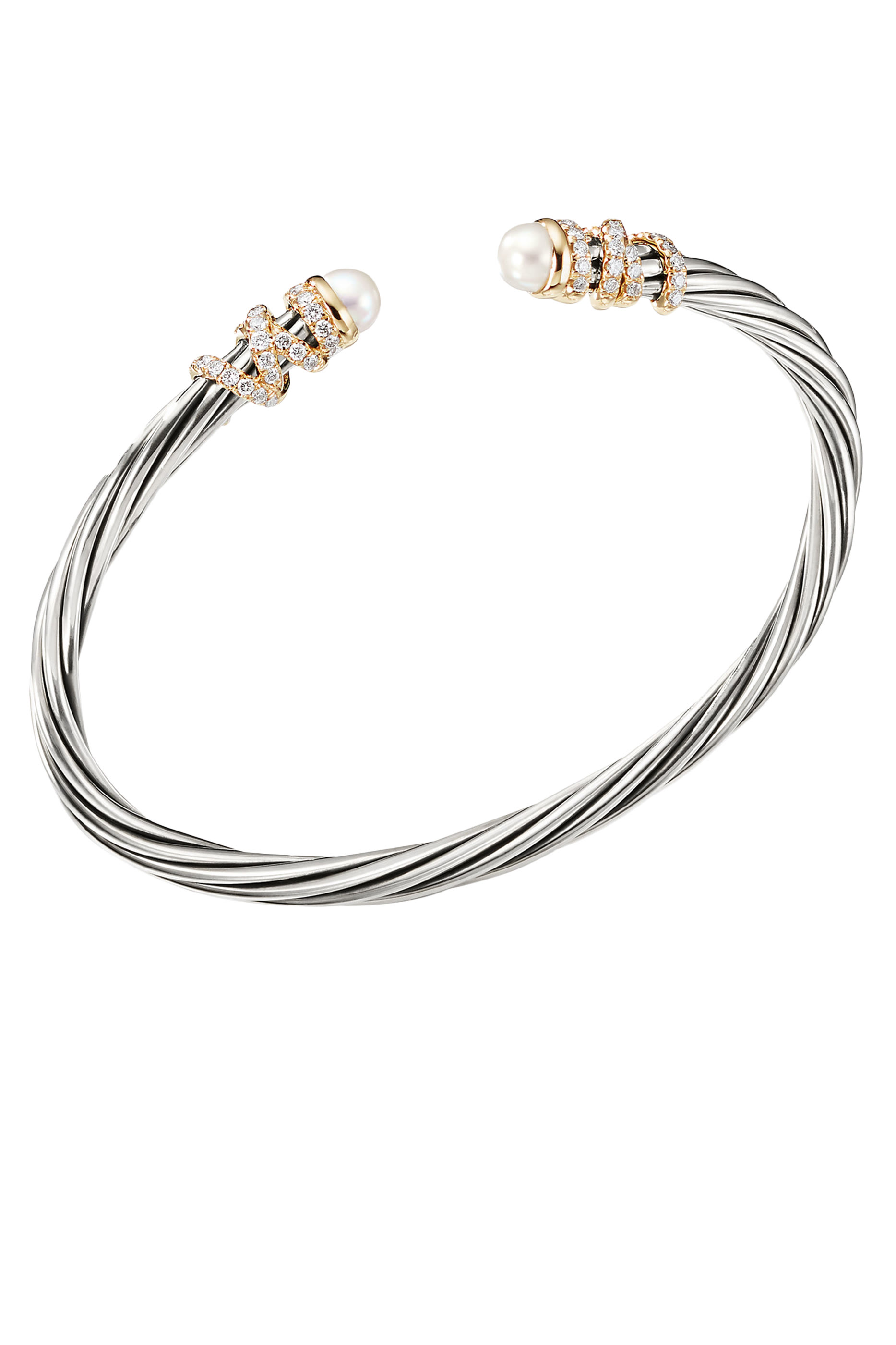 Helena Bracelet, Sterling Silver with 18K Gold, Diamond & Pearl
