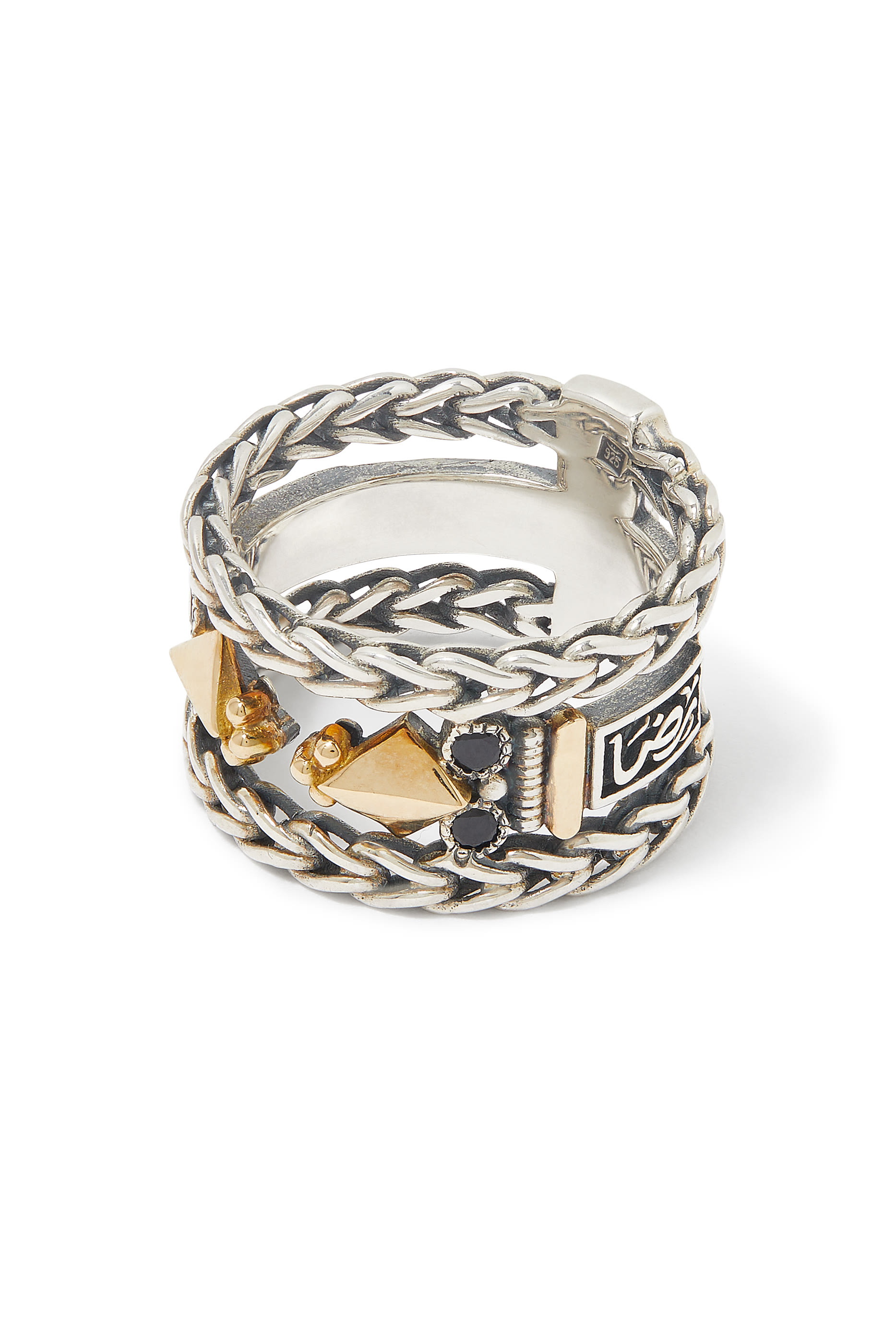 Roman Chain Ring, 18k Yellow Gold & Sterling Silver