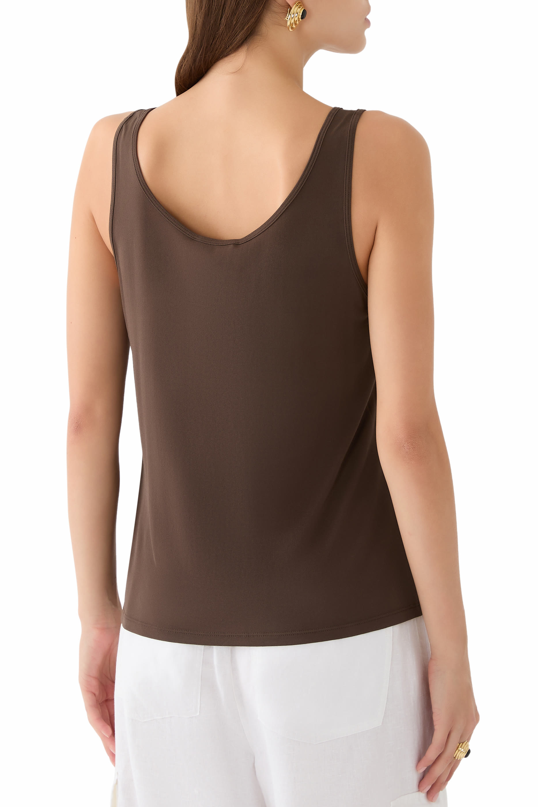 Stretch Silk Jersey Scoop Neck Tank Top