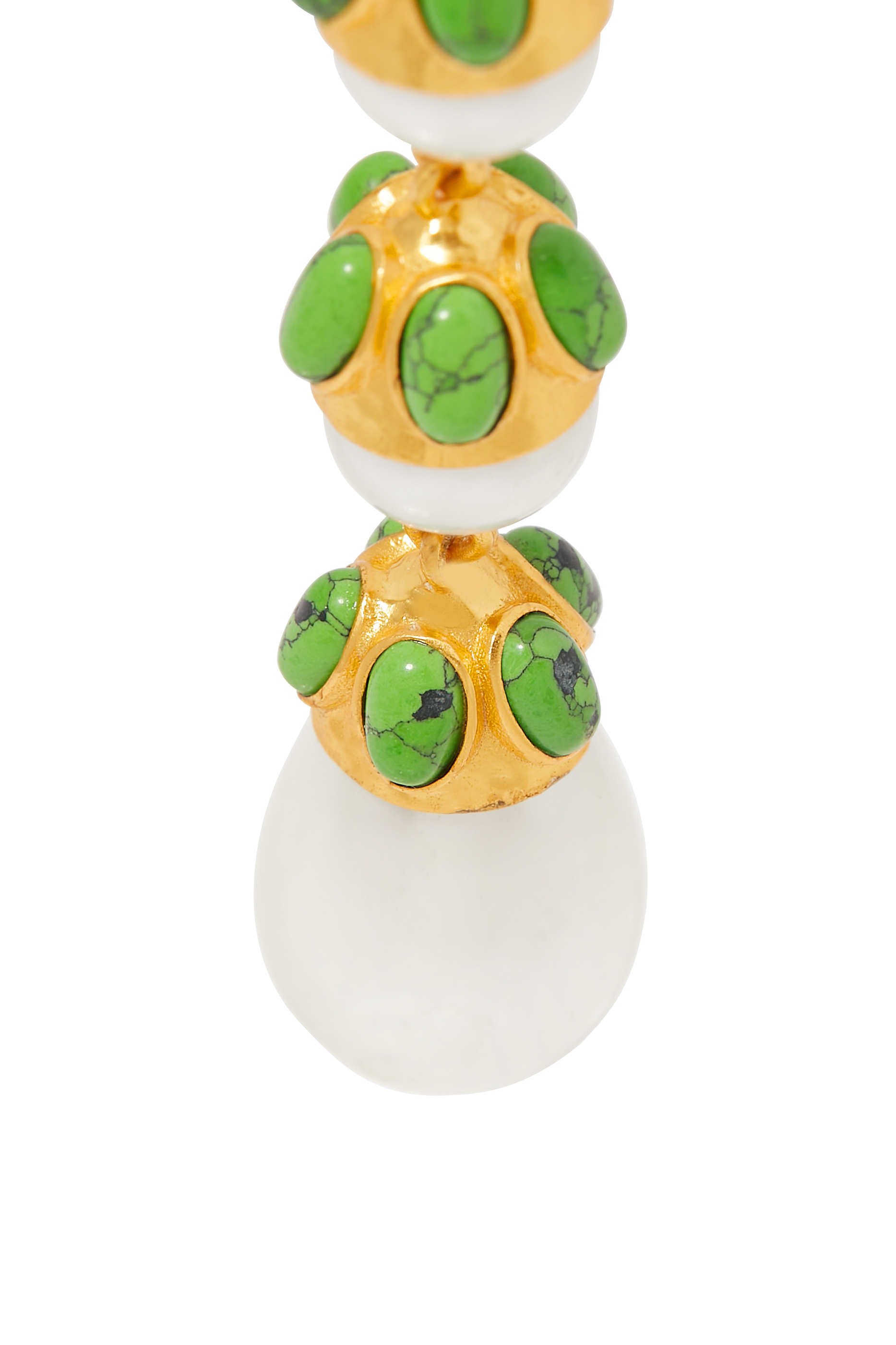 Delfina Earrings, 24k Yellow Gold-Plated Brass with Turquoise & Pearl