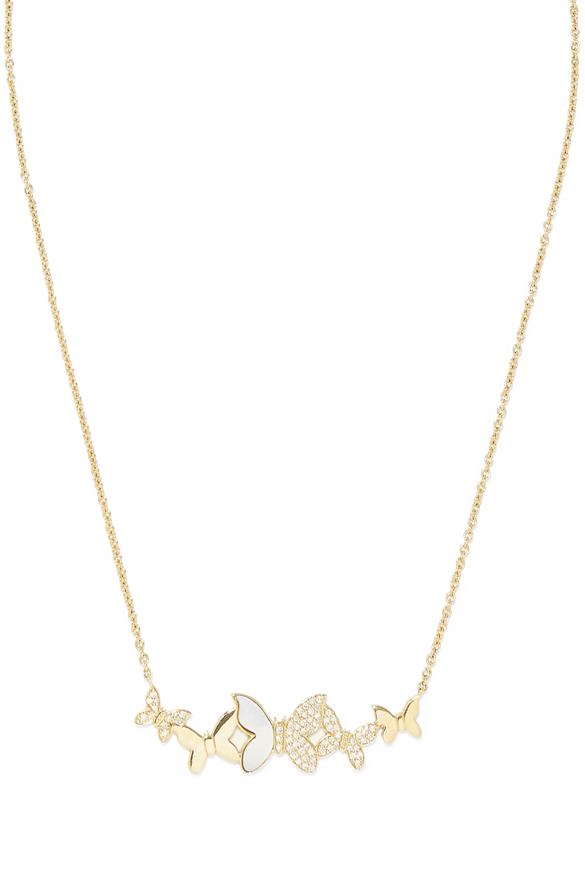 Butterfly Cluster Pendant Necklace, 14k Yellow Gold & Diamonds