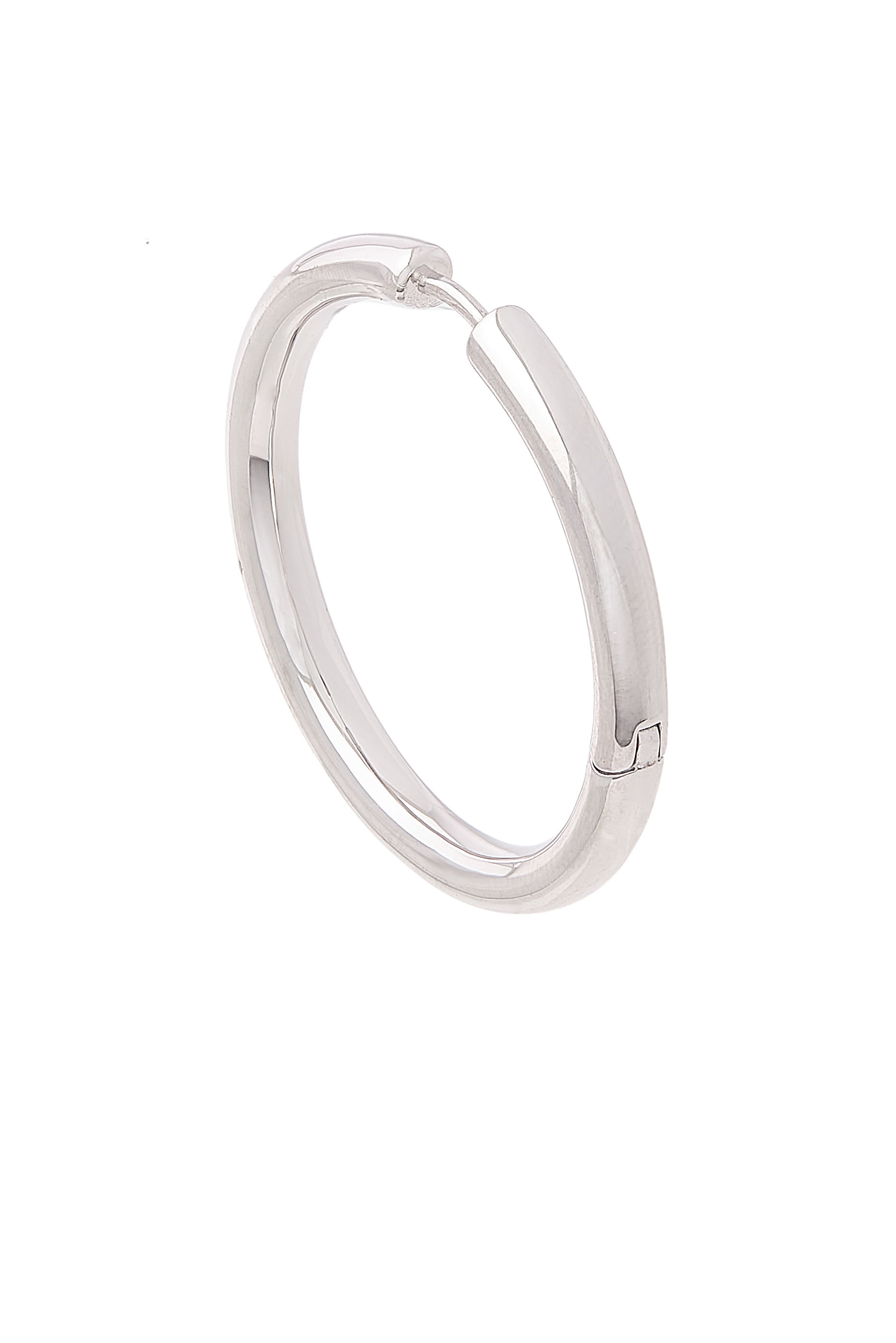 Classic Tunnel Medium Hoop Earrings, Rodium-Plated Brass