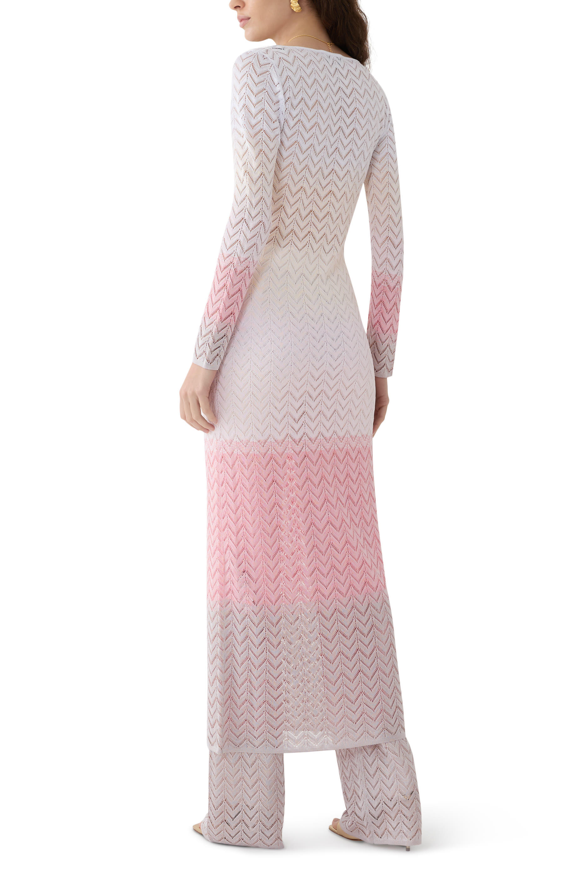 Gradient Chevron Viscose Long Cardigan