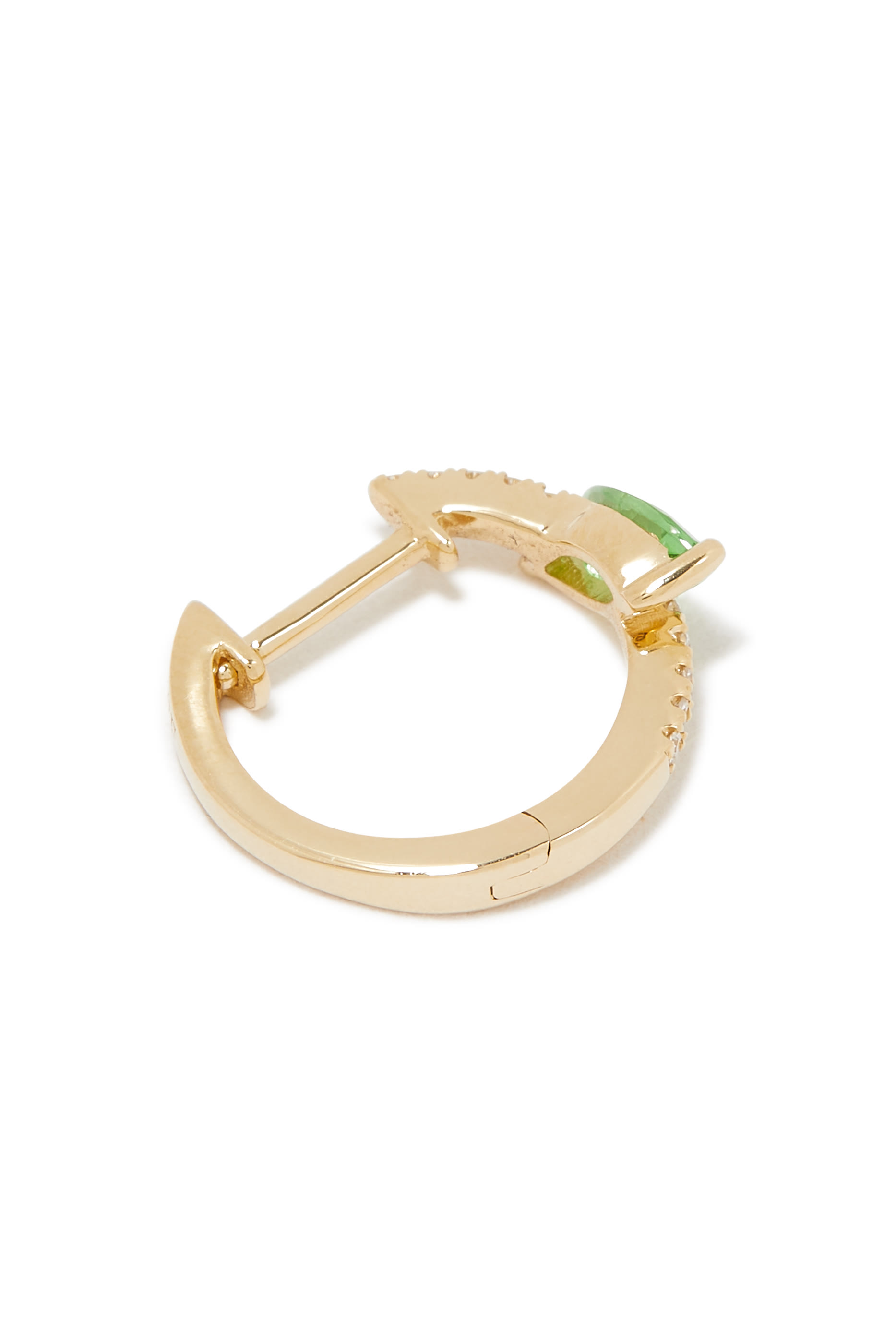 Marquise Diamond & Green Garnet Single Hoop Earring