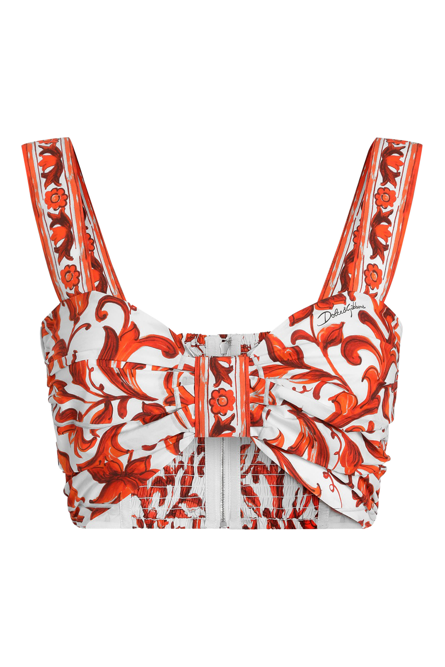Majolica-Print Poplin Bustier Top 
