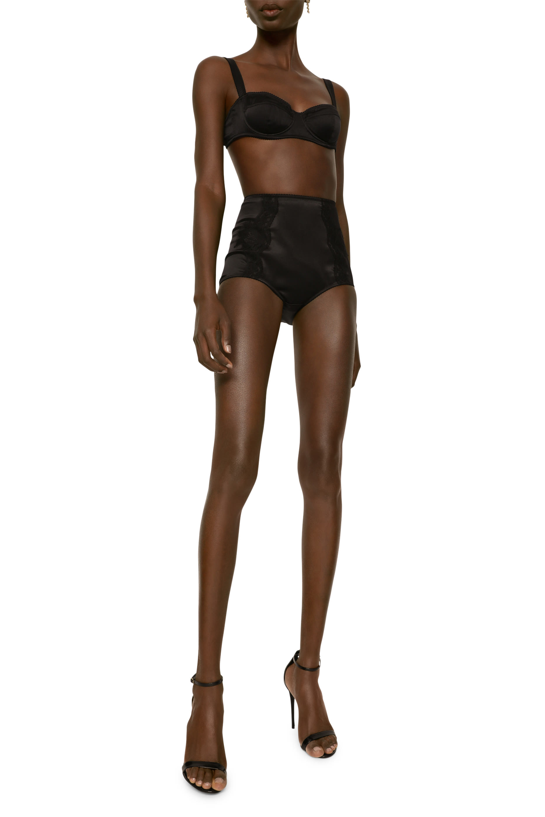 Lace Detailing Satin High-Waisted Panties