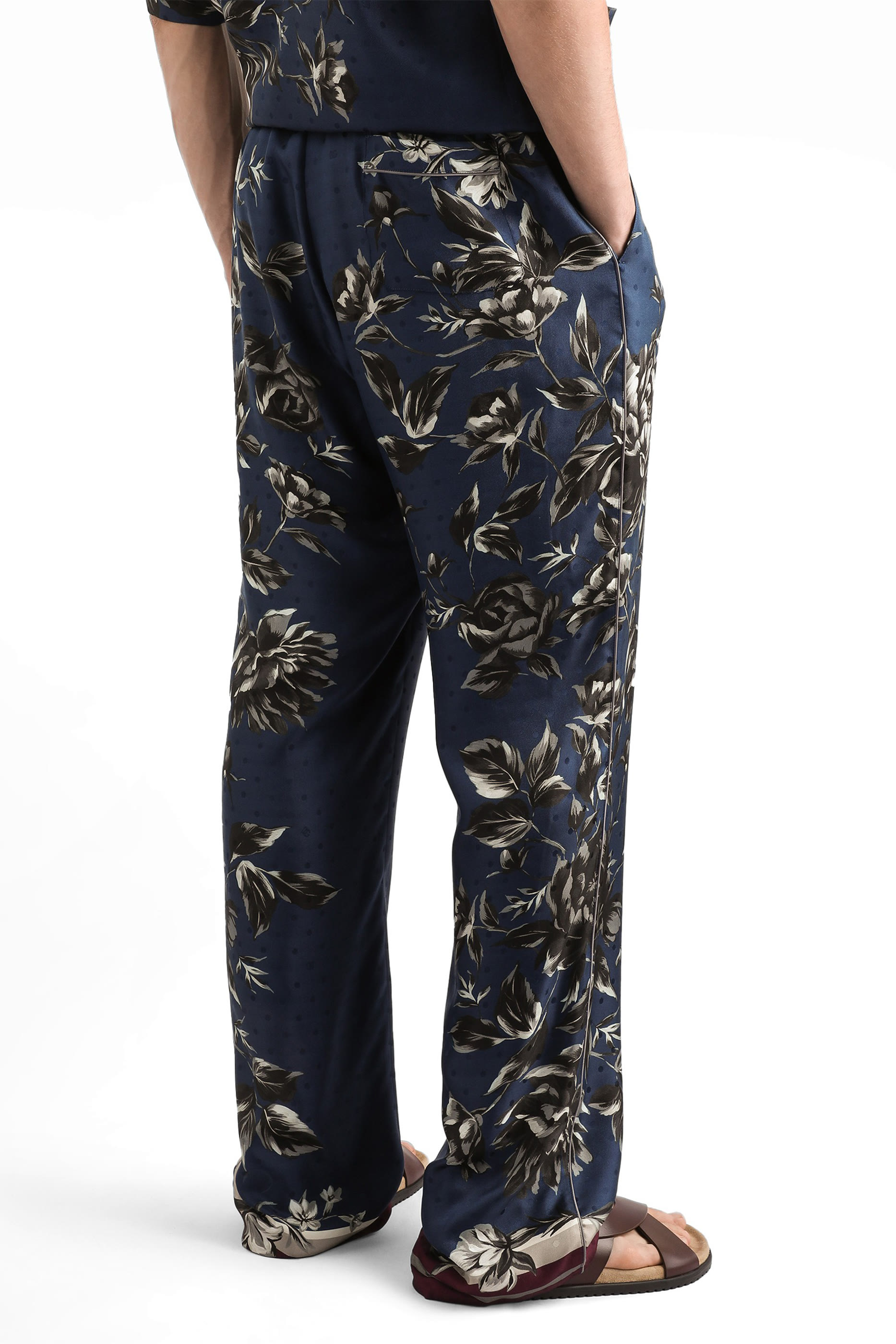 Peony-Print Vanity Twill Trousers
