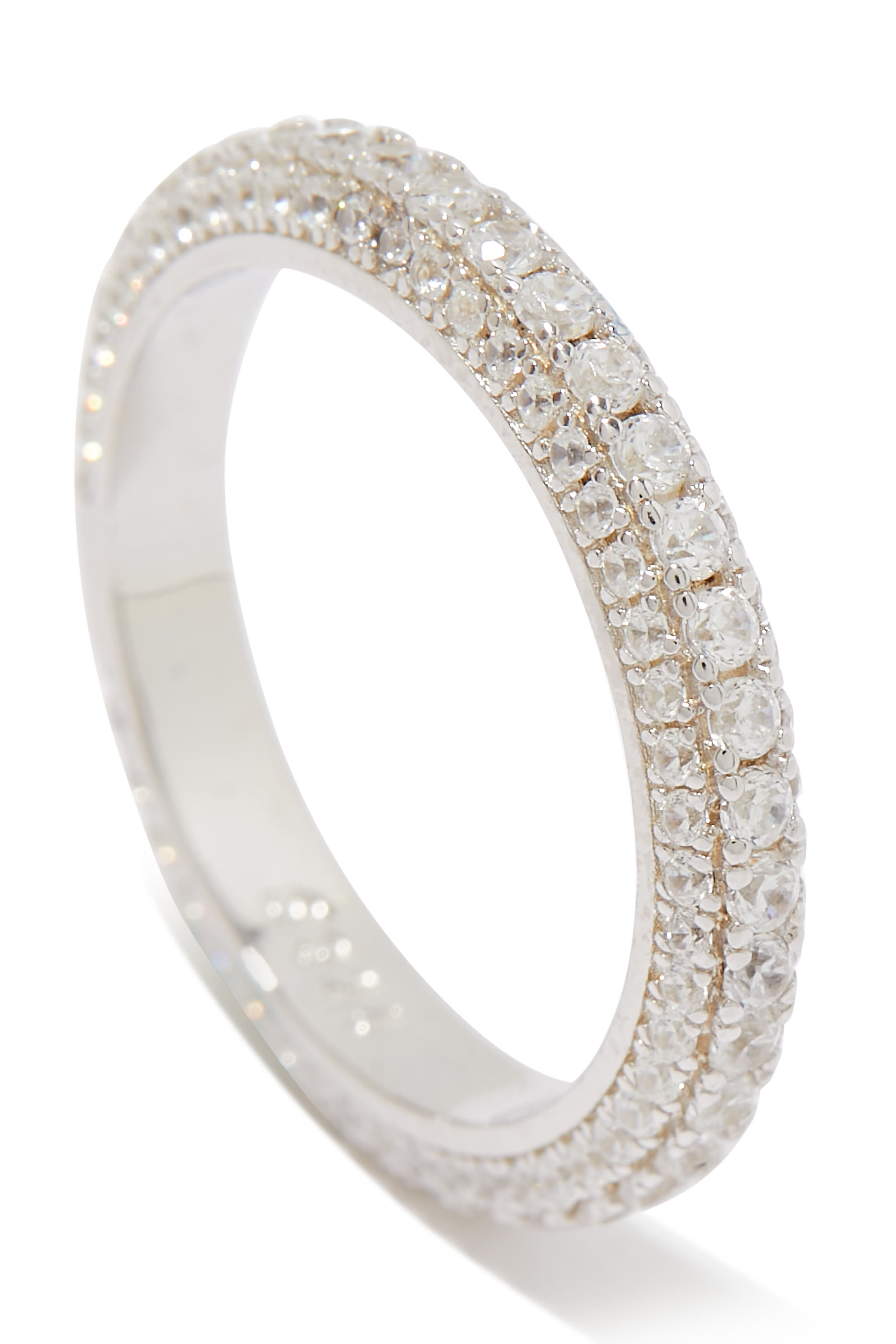 Tennis Diamond Ring, Sterling Silver with Cubic Zirconia & AAAA+