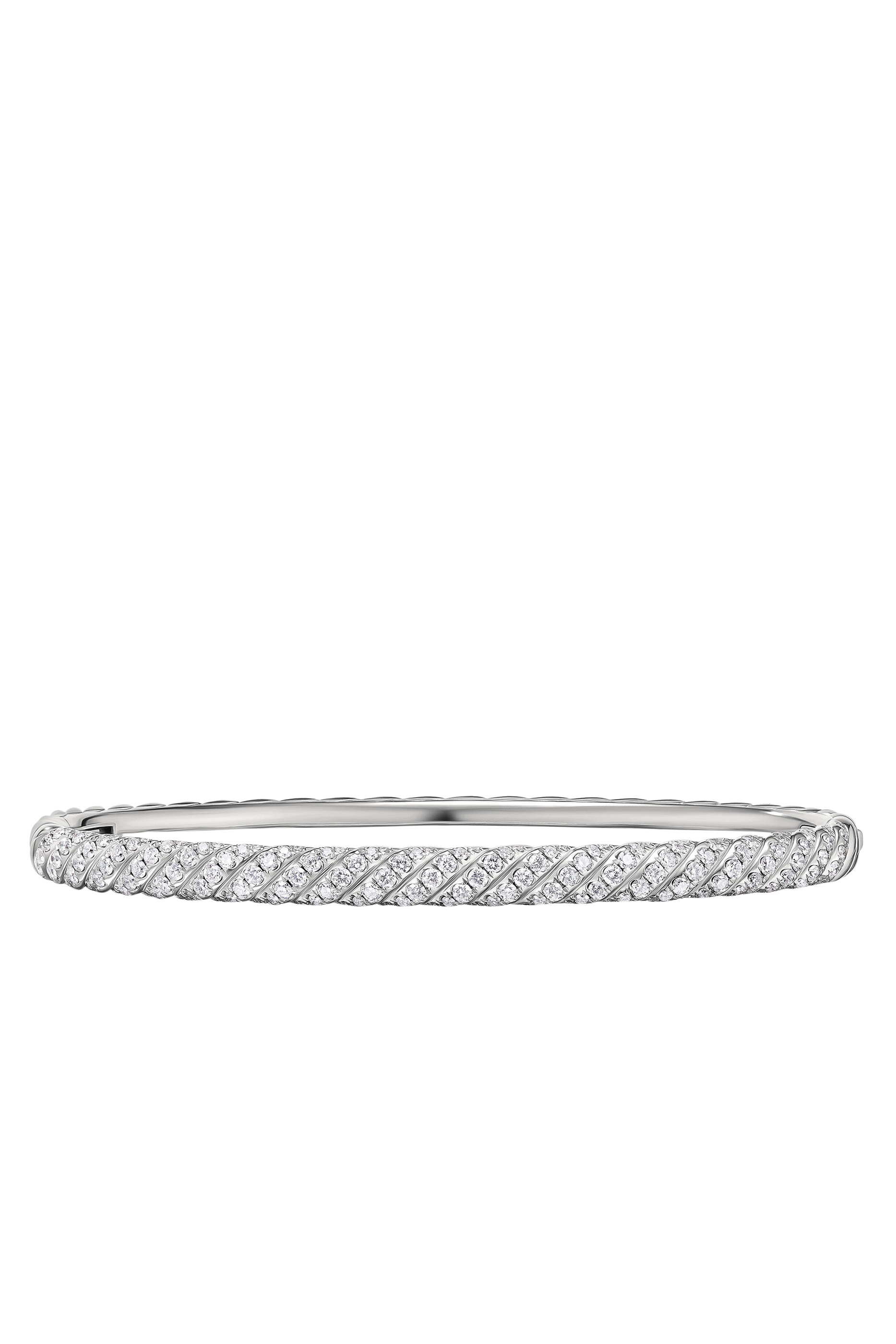 Sculpted Cable Bangle Bracelet, 18k White Gold & Diamonds
