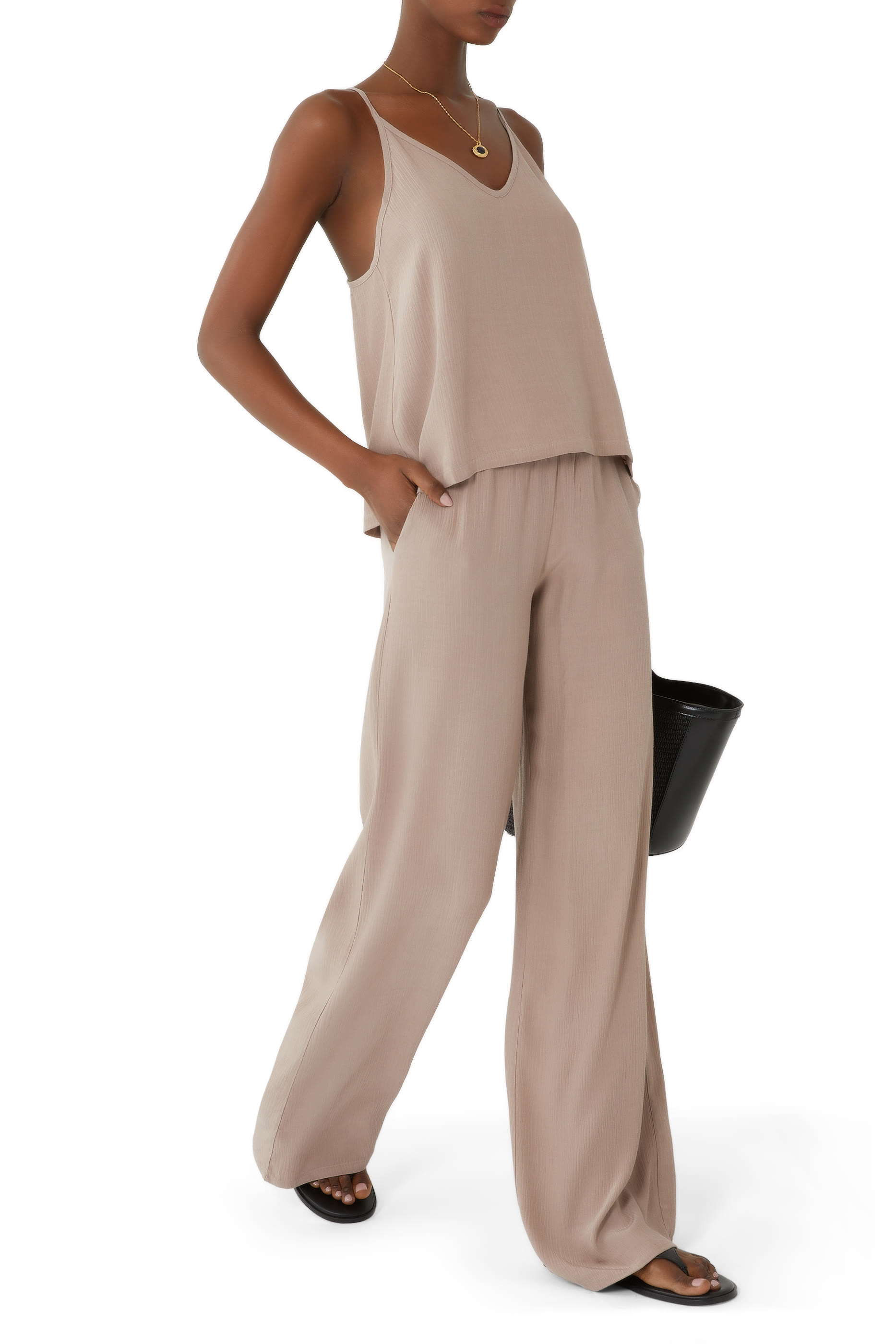 Embody Plisse Wide Leg Trousers