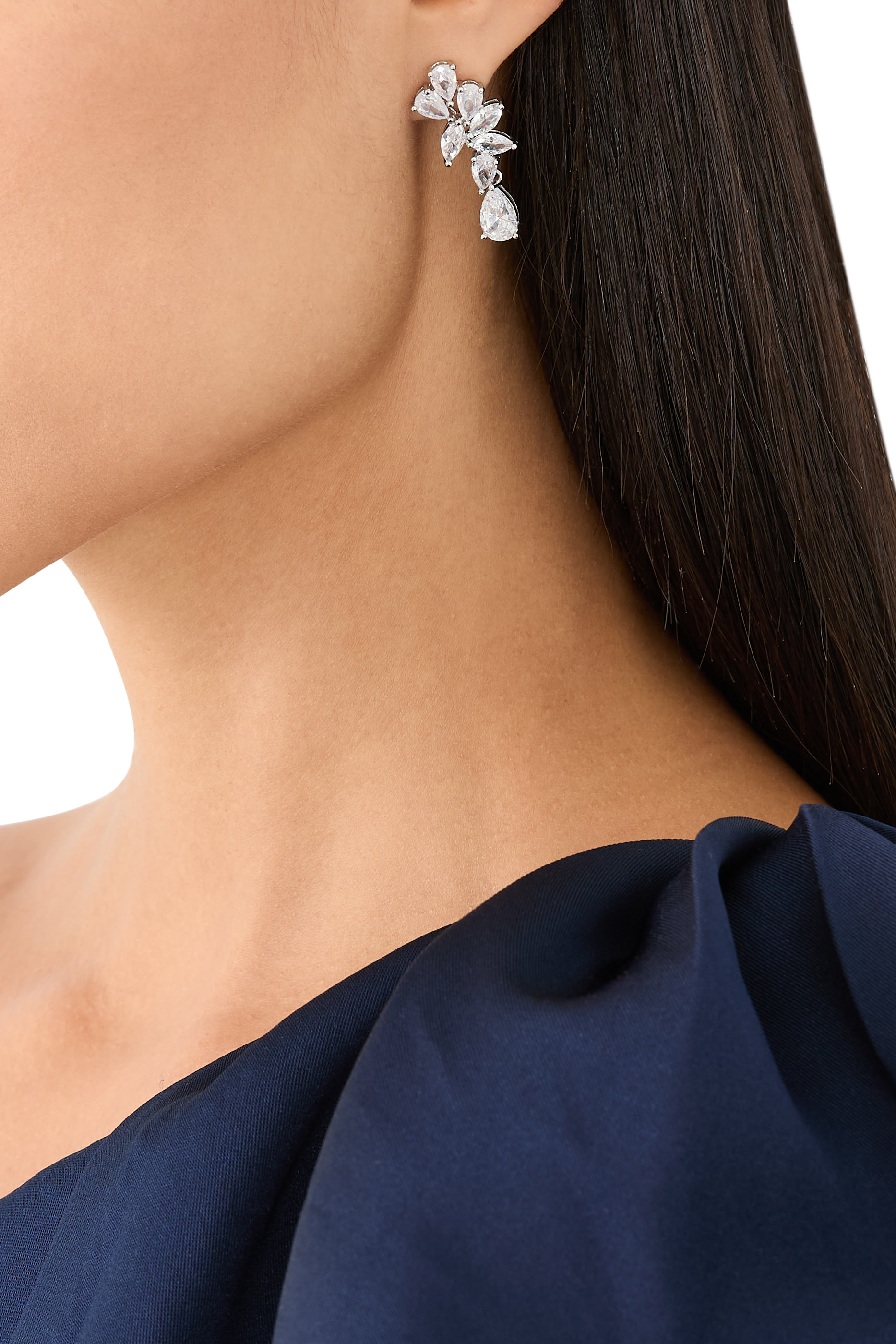 Pear Marquis Drop Cluster Earrings