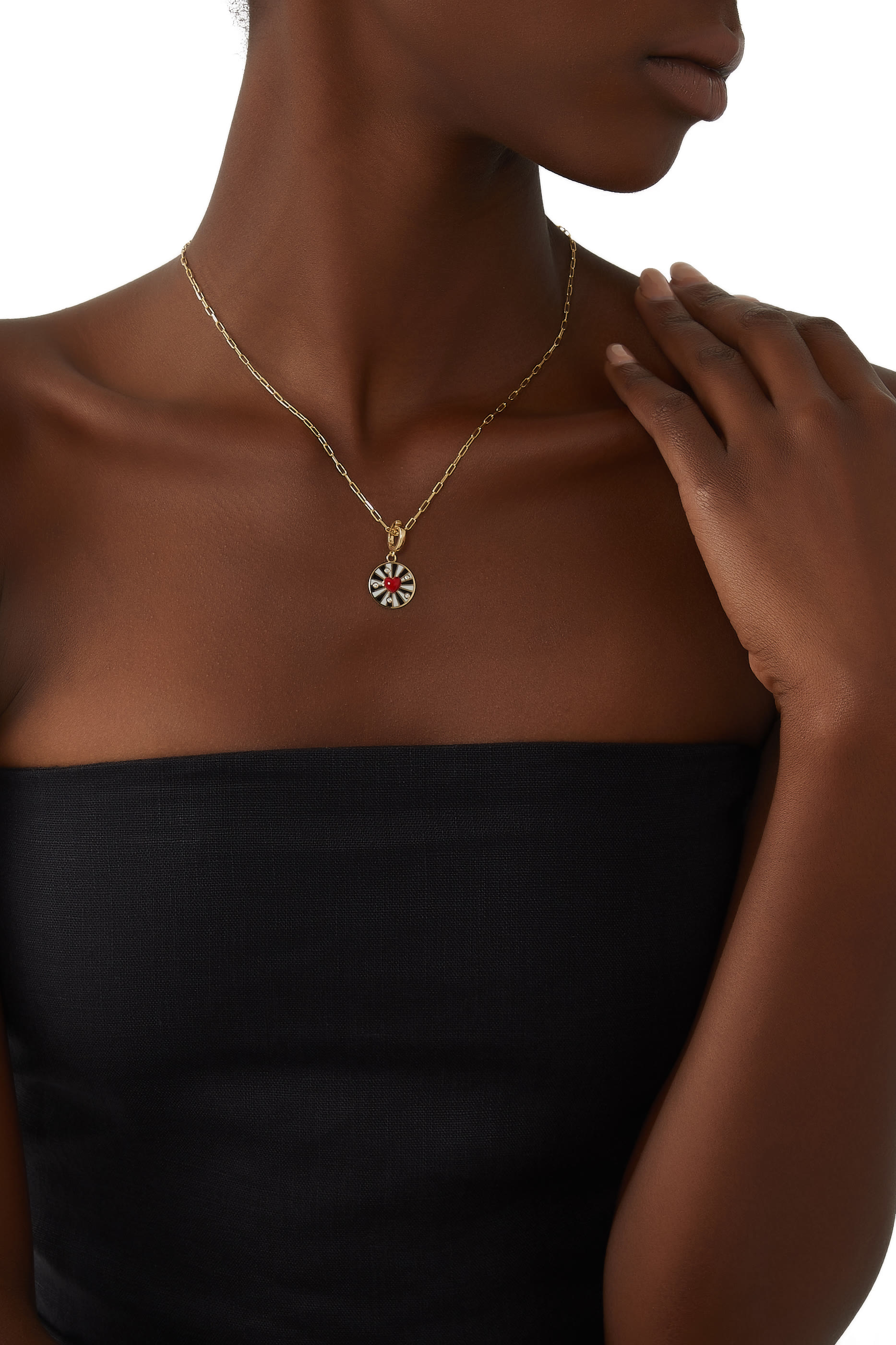 Spiral Heart Charm, 18k Yellow Gold & Diamonds