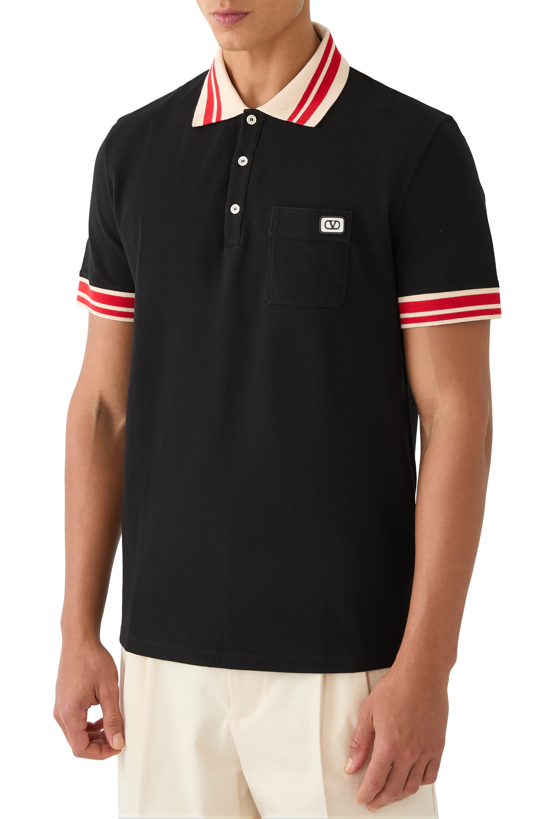 VLogo Patch Cotton Piqué Polo Shirt