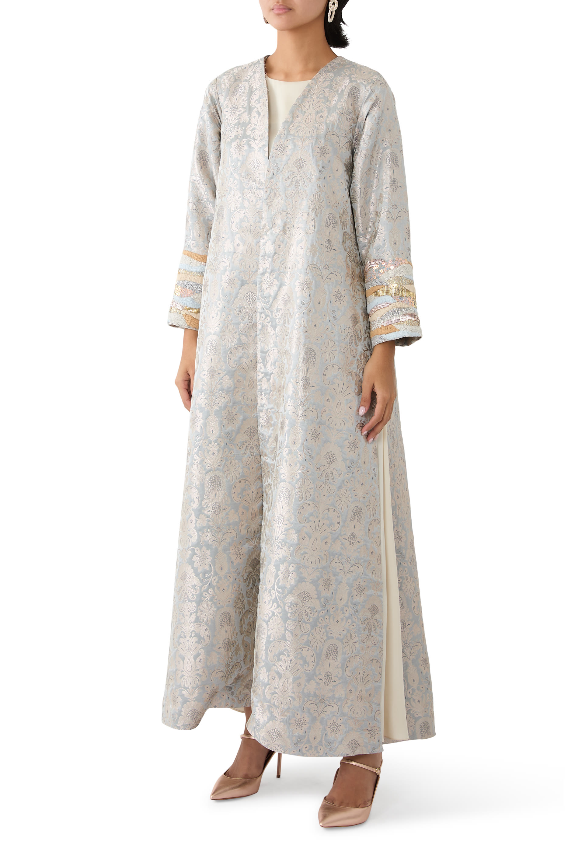 Embellished Sleeves Detail Long Coat