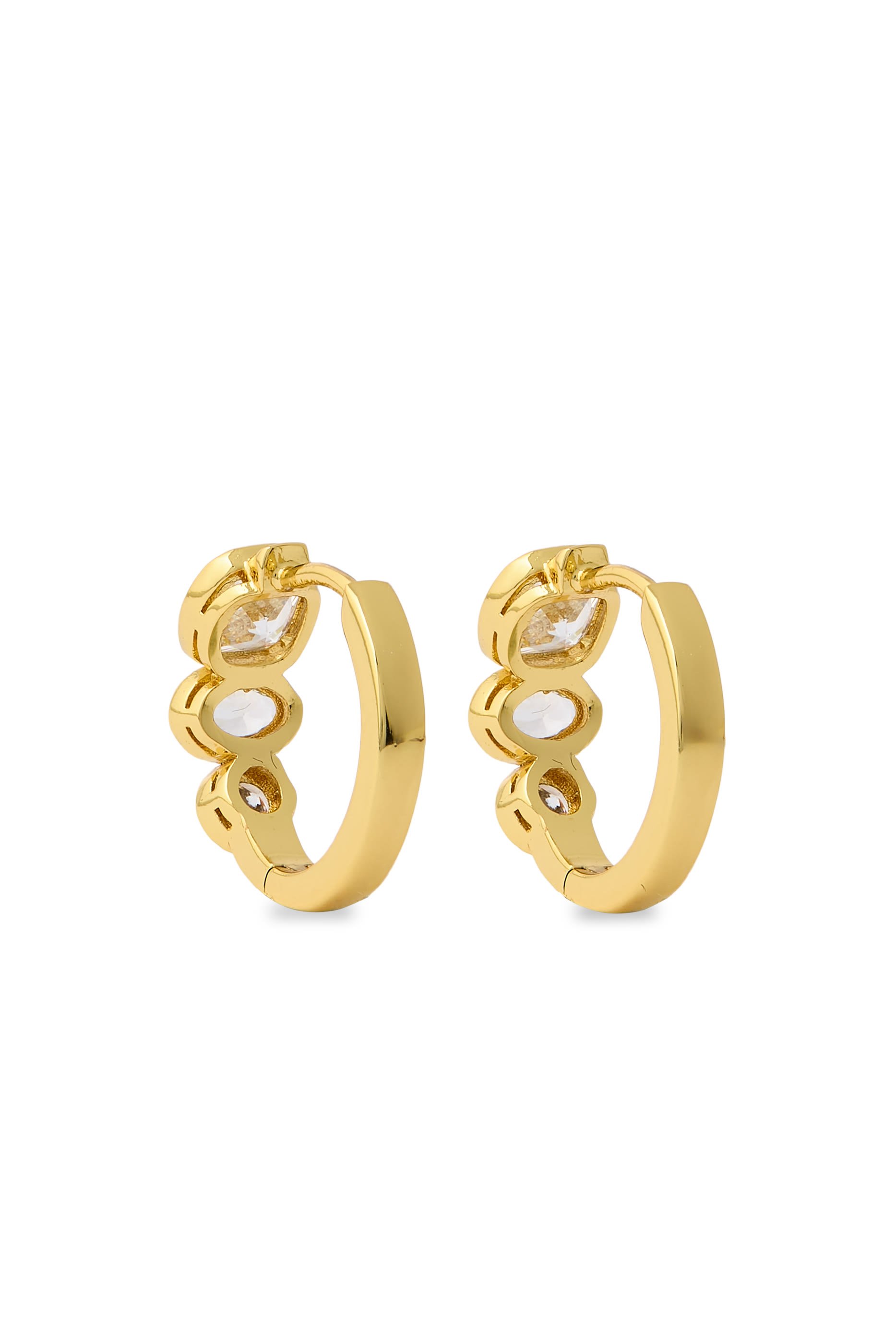 Round CZ Diamond Huggie Earrings