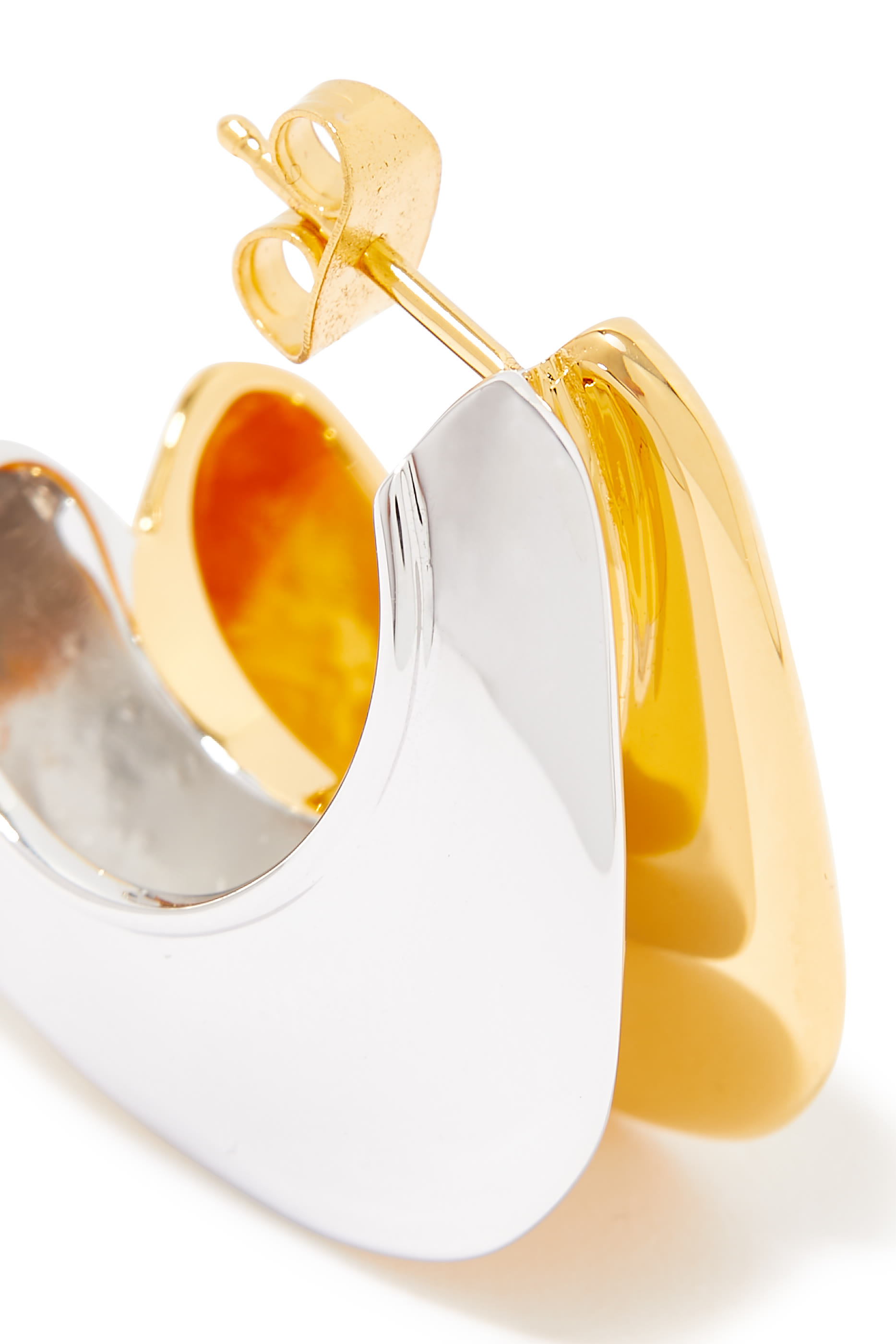 MIXED METAL DOUBLE HOOP EARRING:Multi Colour:One Size