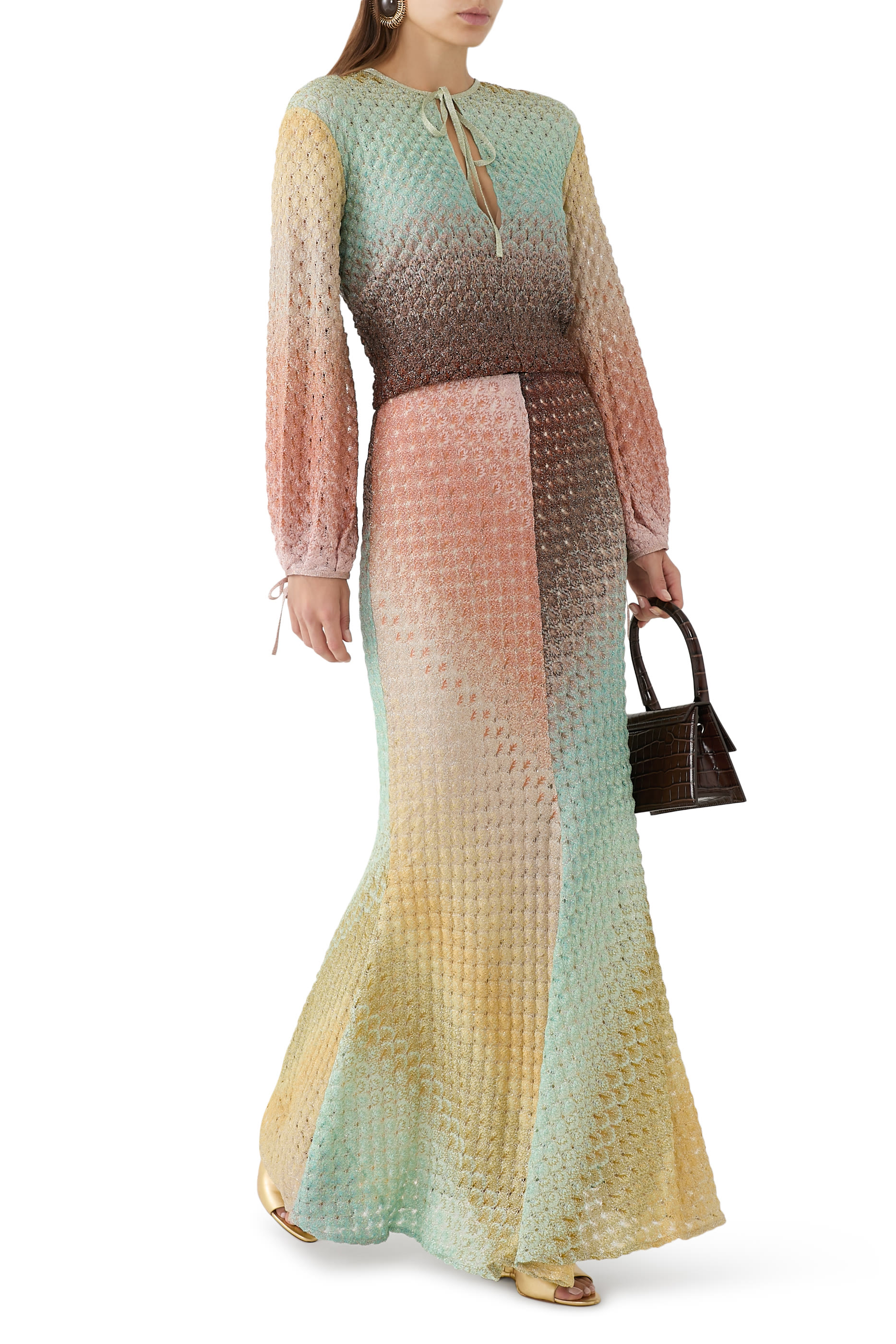 Ombre Degrade Lace Raschel Maxi Skirt