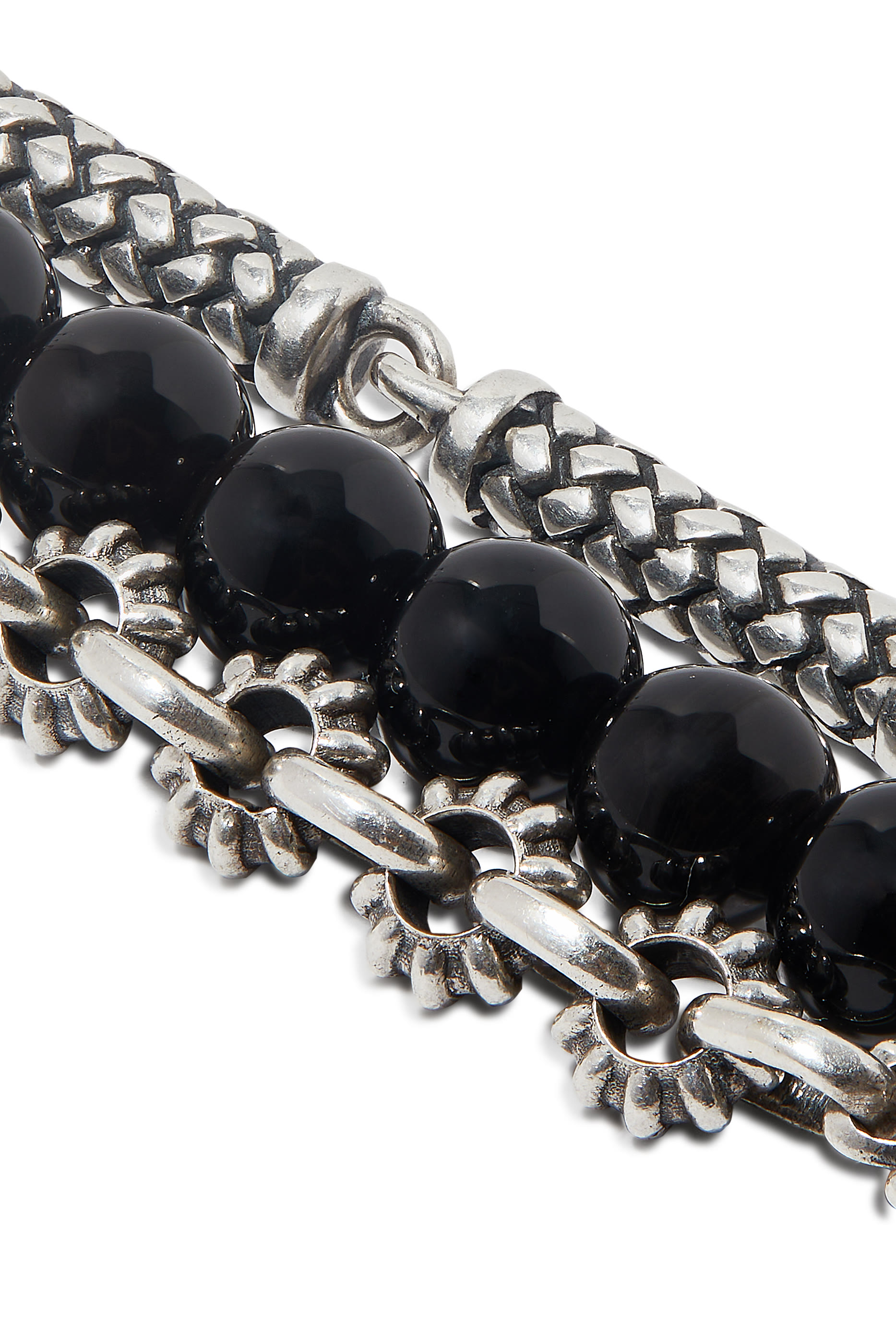 Wrap-Around Beaded Bracelet, Sterling Silver &  Green Onyx