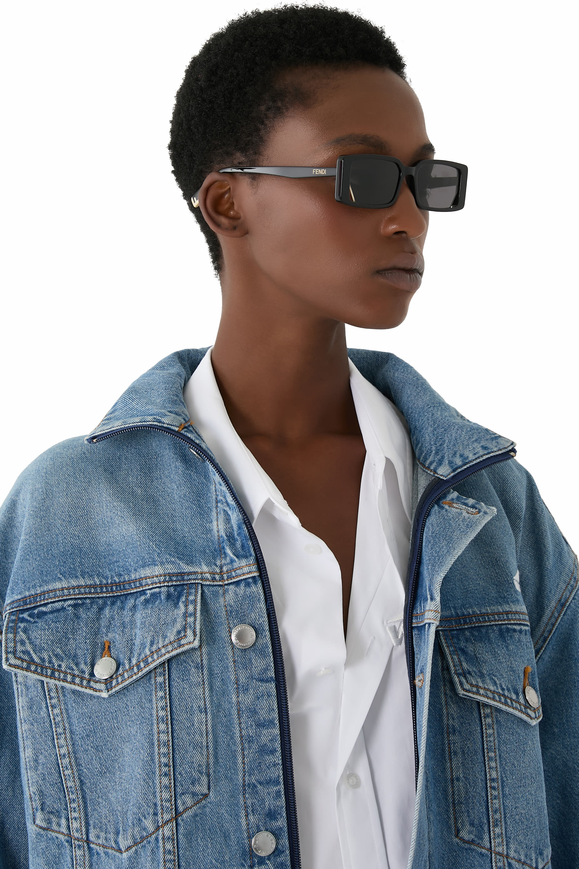 Fendi Way Black Rectangular Sunglasses
