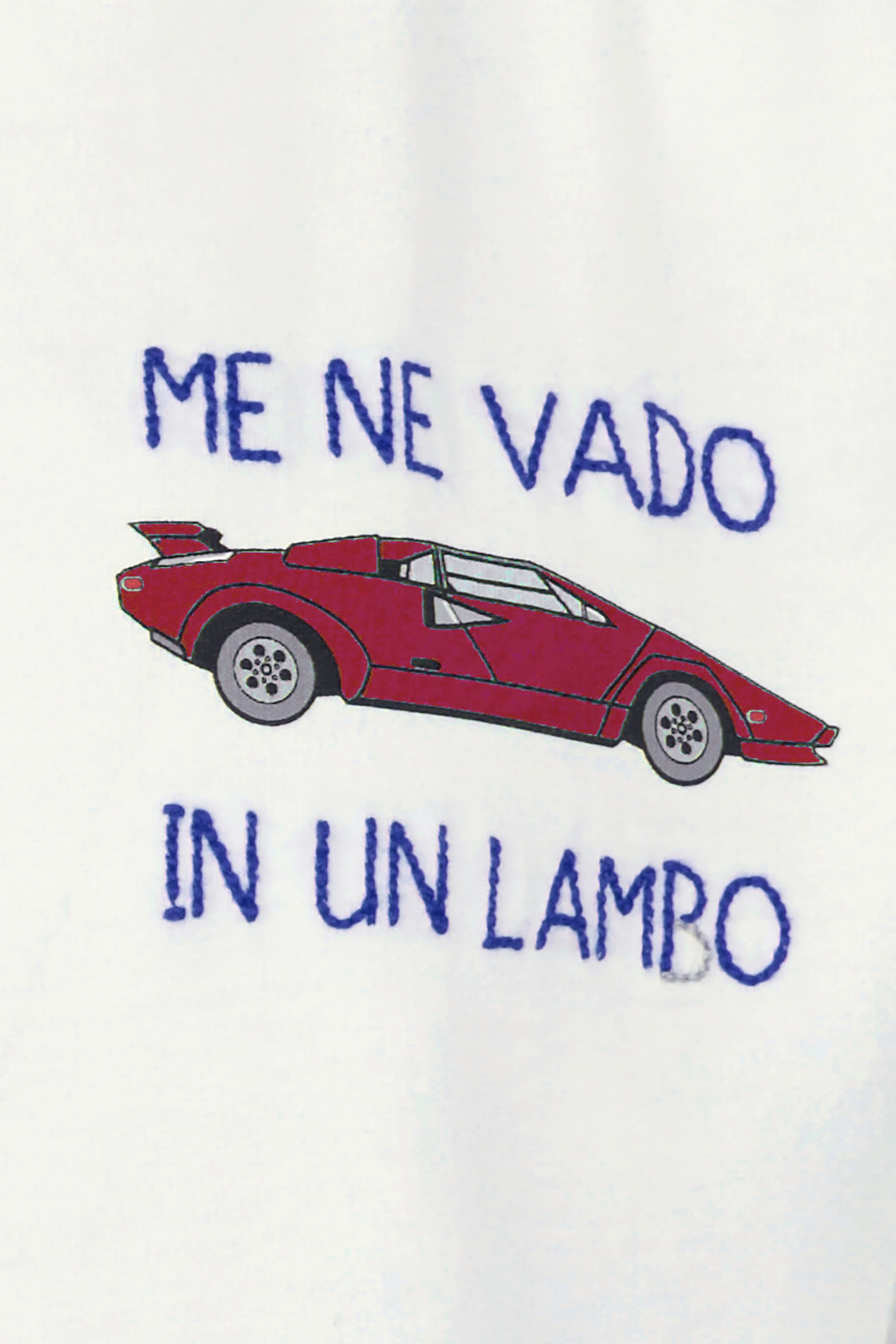 Kids  Cotton T-Shirt with Me Ne Vado in un Lambo Embroidery