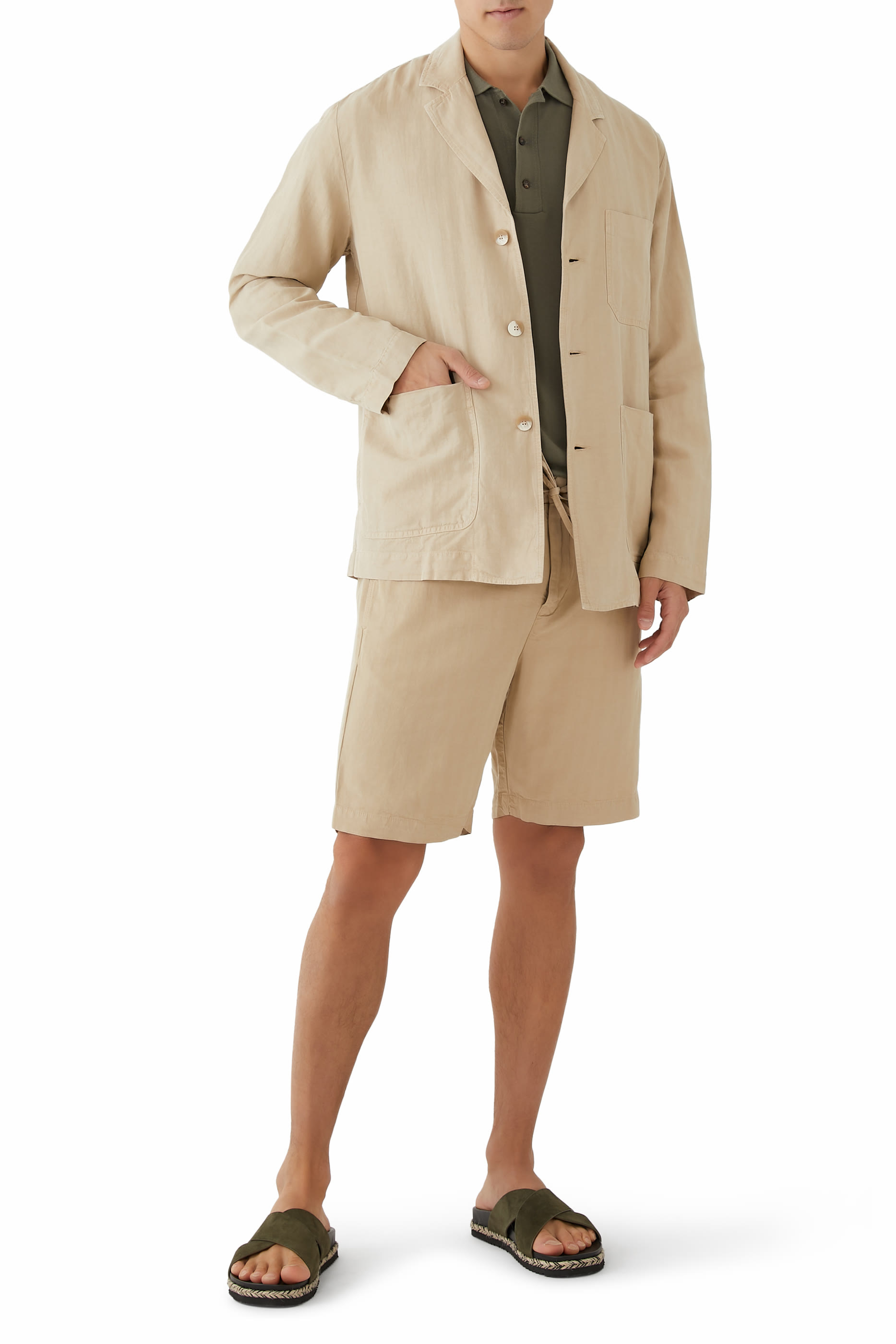 Felipe Herringbone Linen Shorts