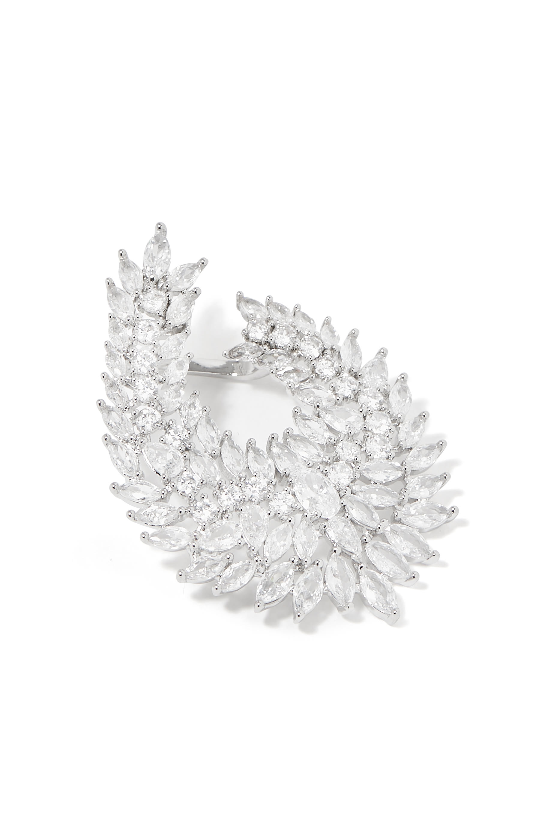 Marquis Cluster Statement Earrings,  Rhodium-Plated Brass & Cubic Zirconia