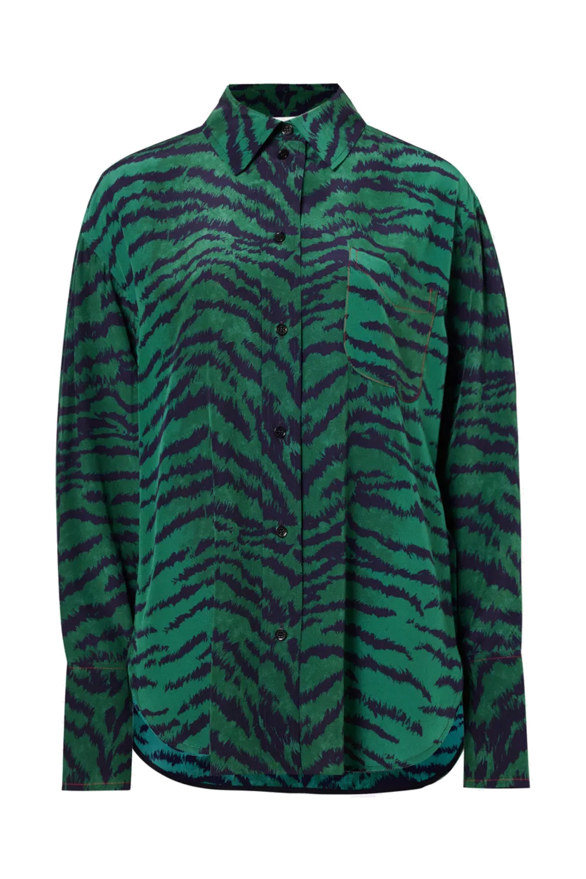 Tiger Print Pajama-Style Silk Shirt