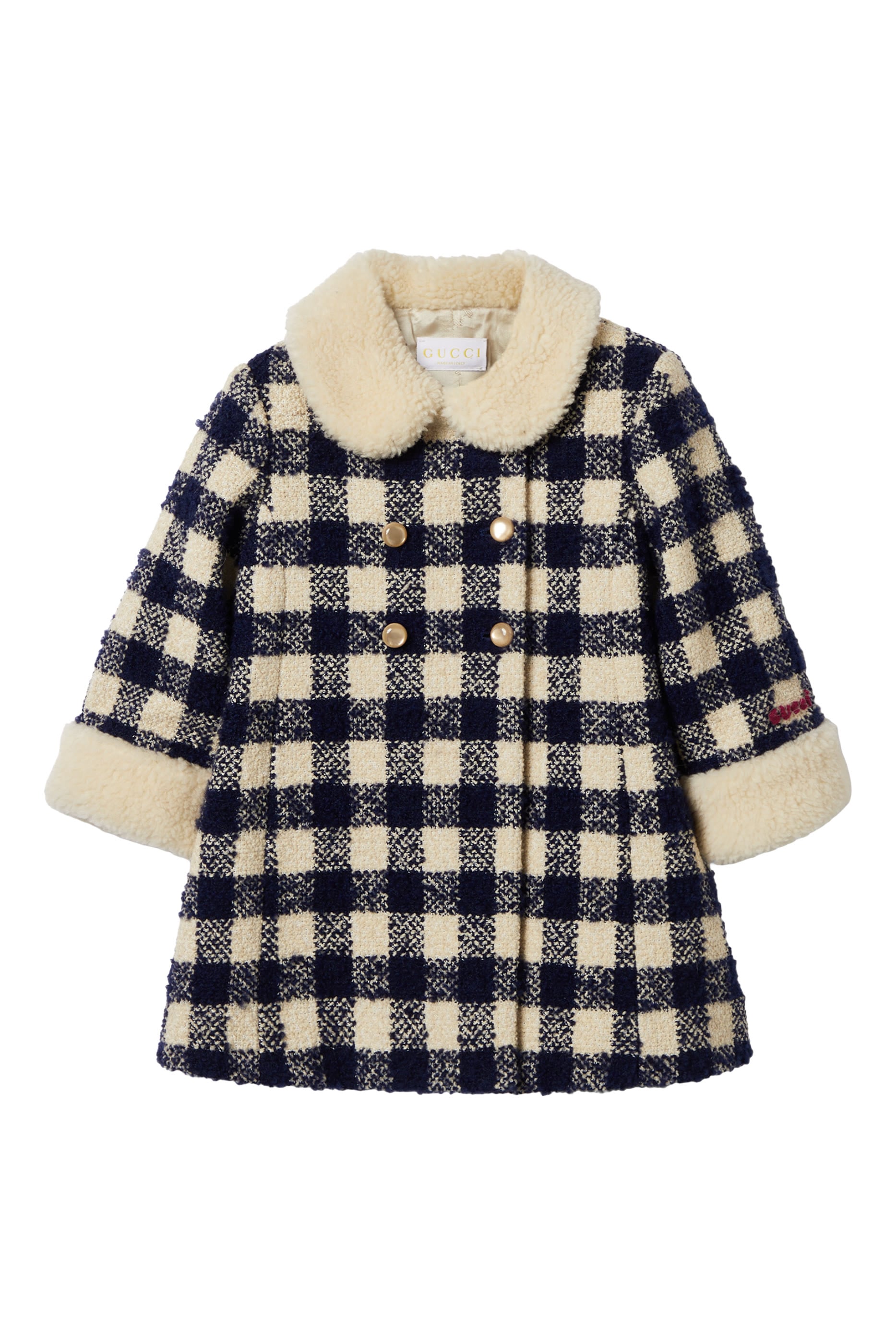 Kids Gingham Wool Coat 