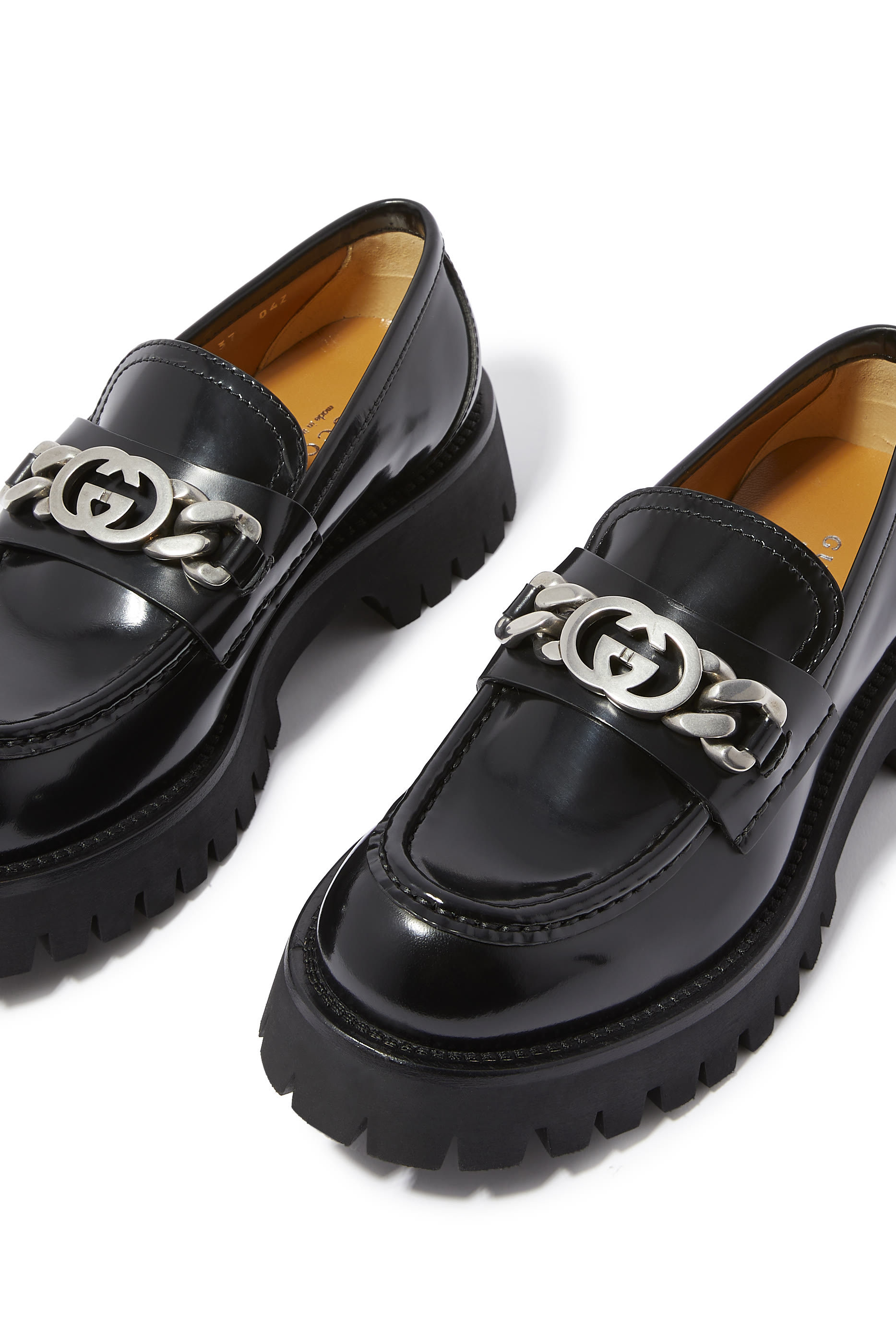 Lug Sole Leather Loafers