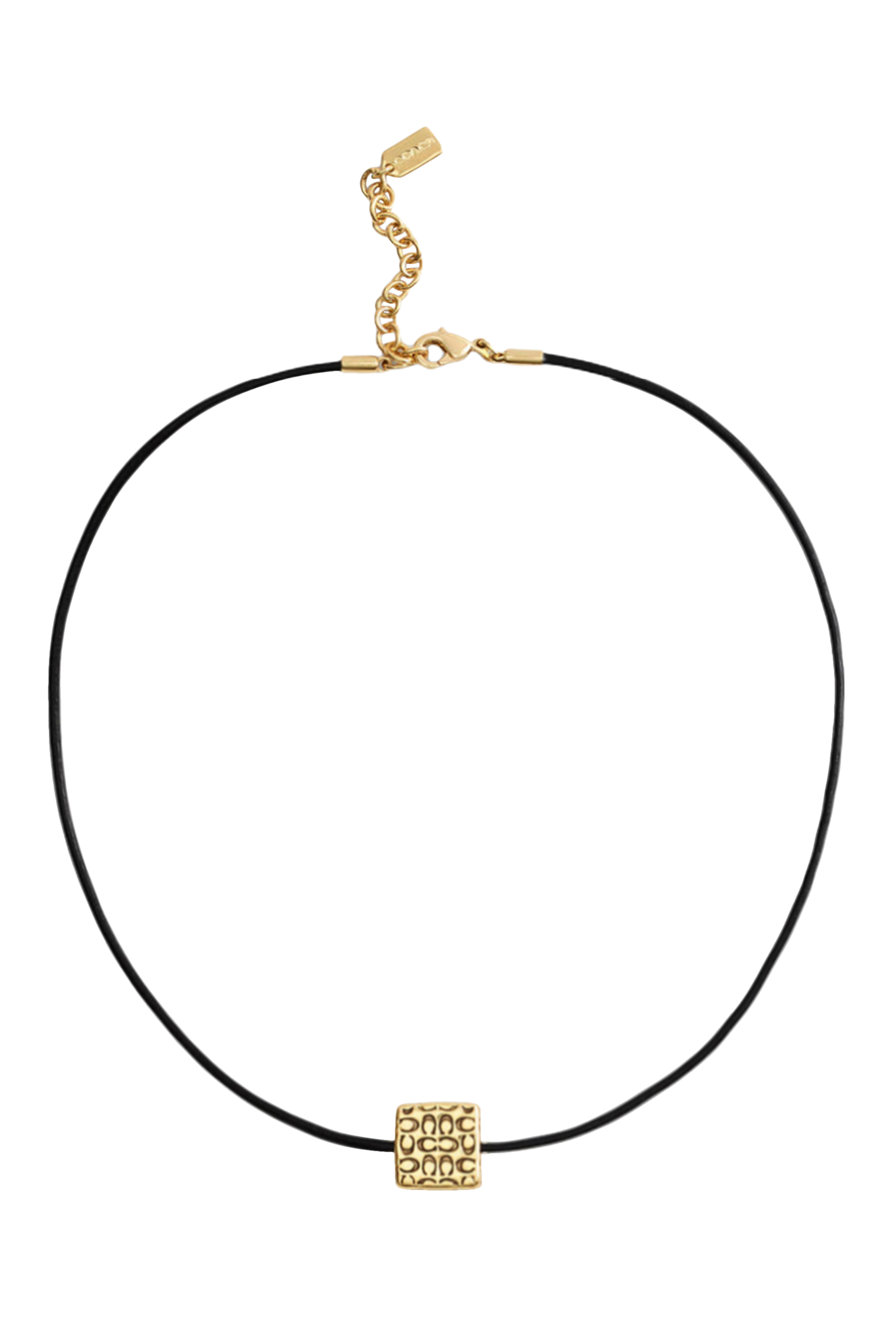 Signature Quilted Cube Pendant Necklace, Leather