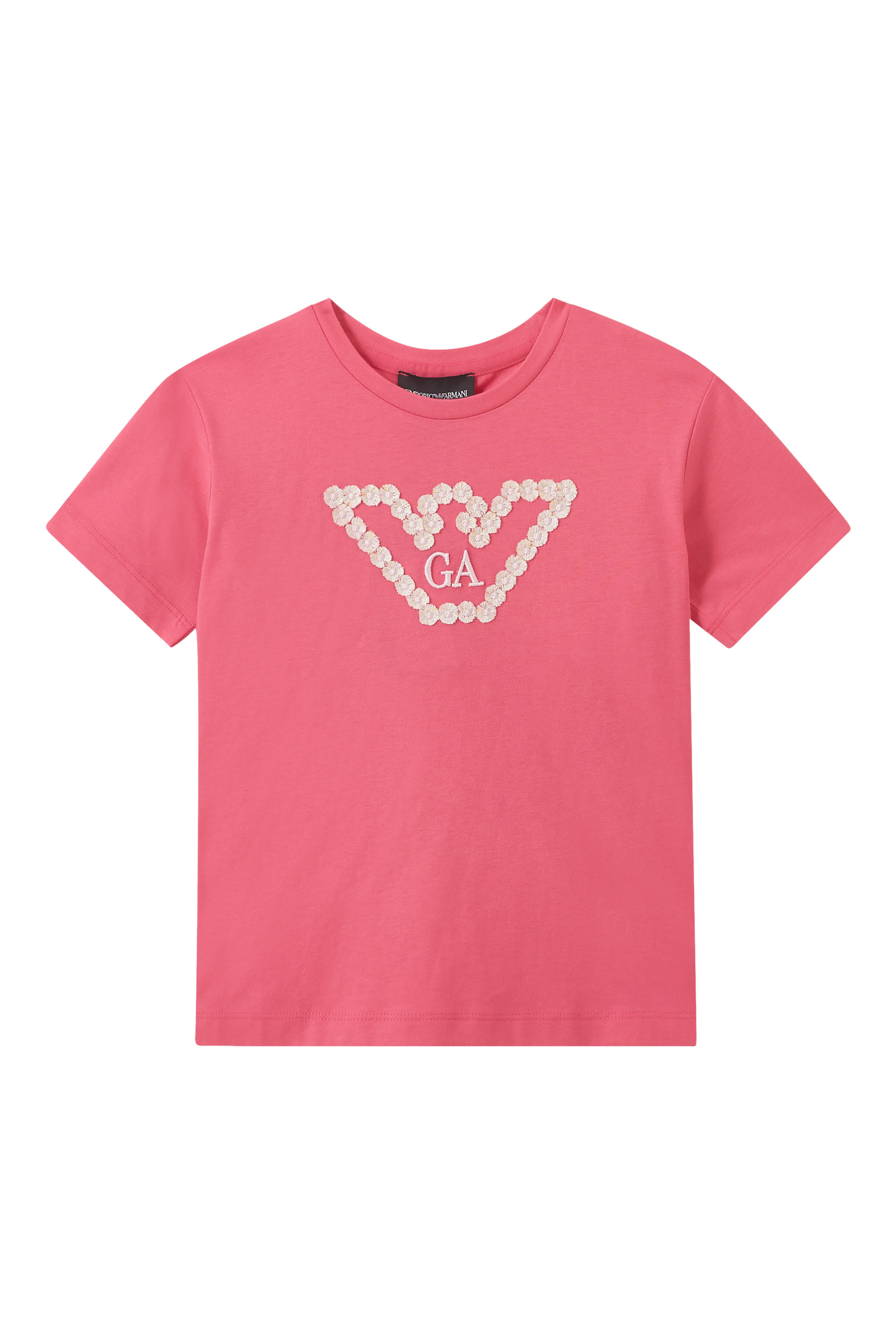 Kids Flower Embroidered Eagle Logo T-Shirt