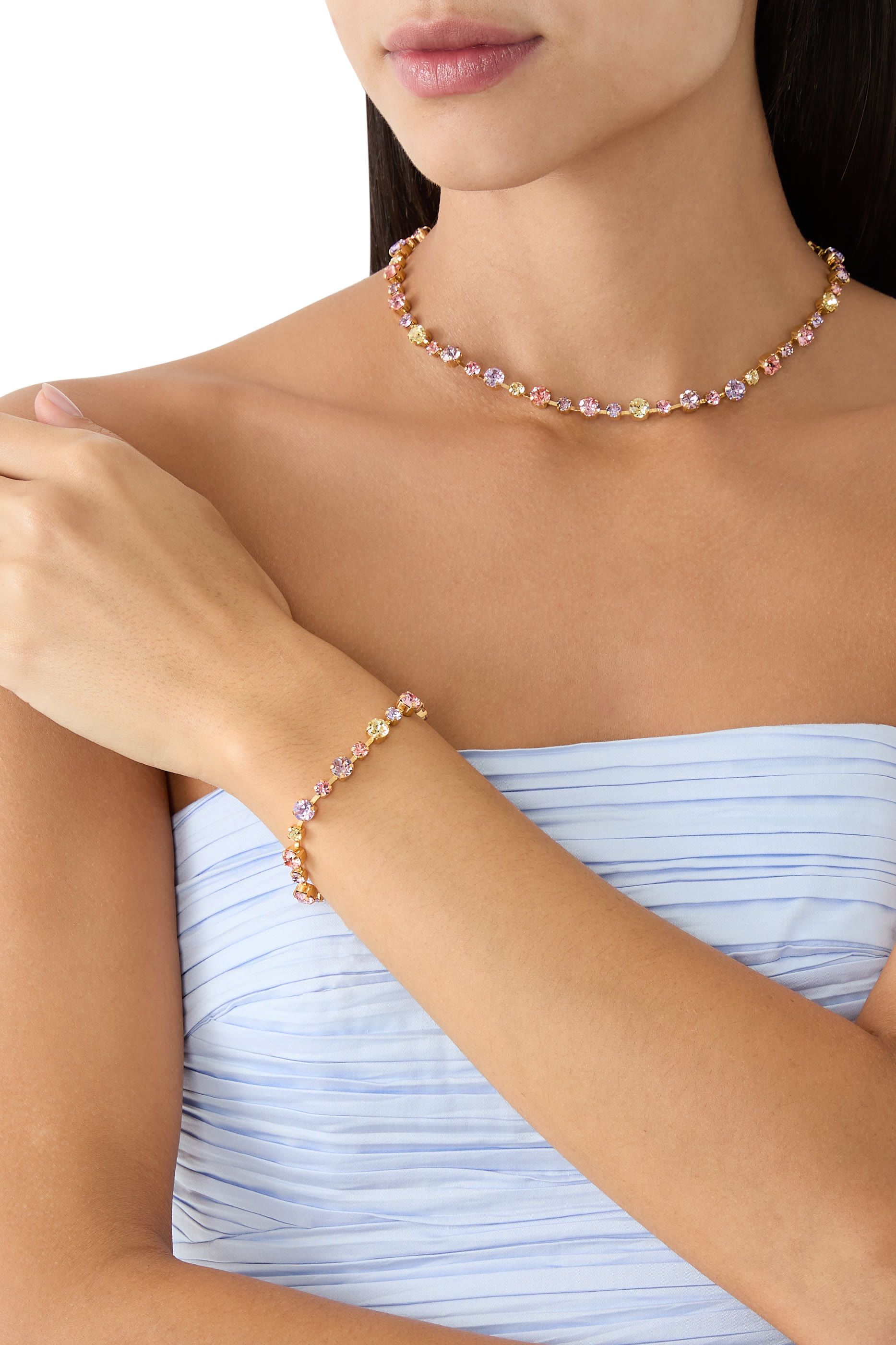 Summer Combo Calanthe Bracelet, 18K Gold-Plated Brass & Crystals