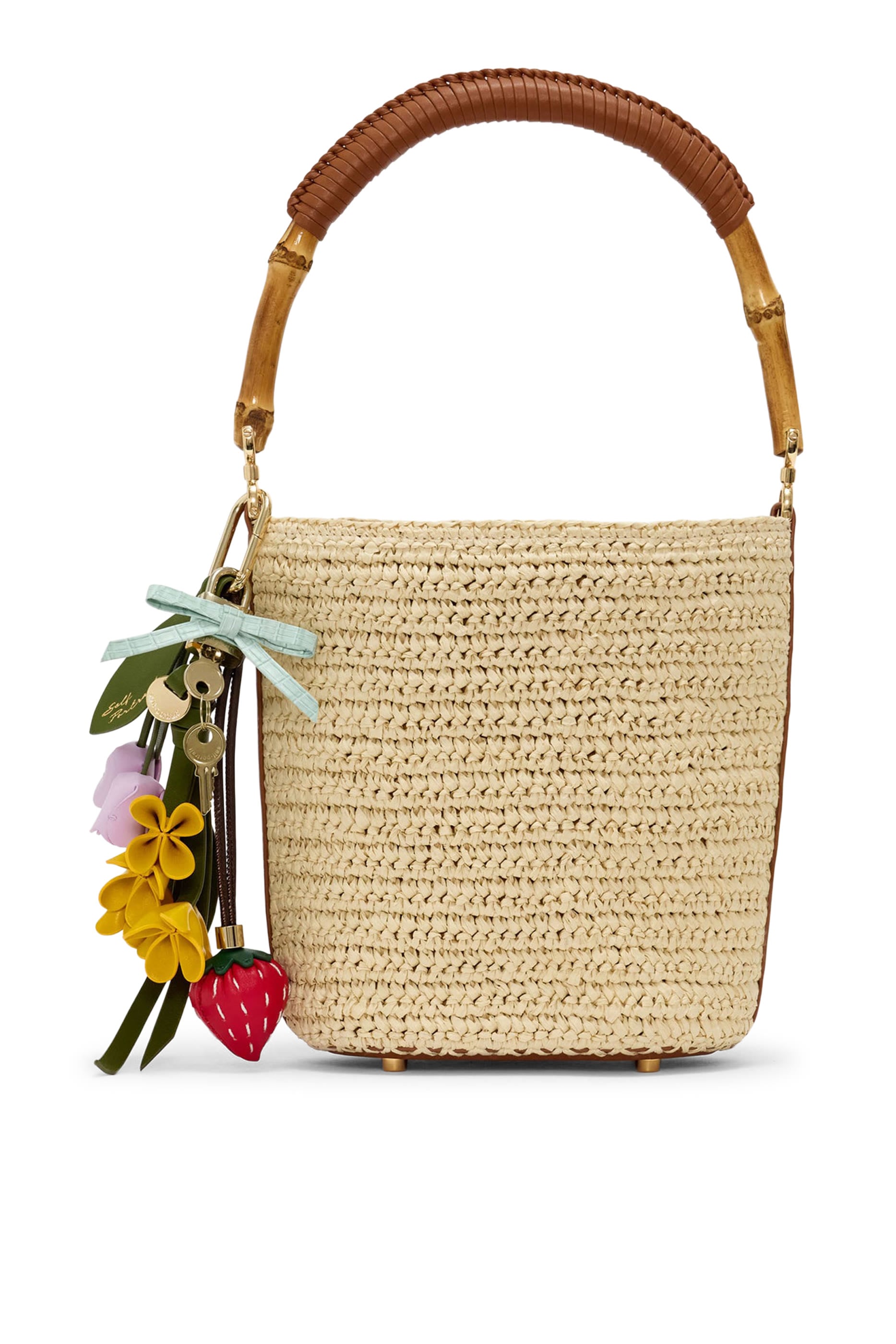 Raffia Charm Bucket Bag 