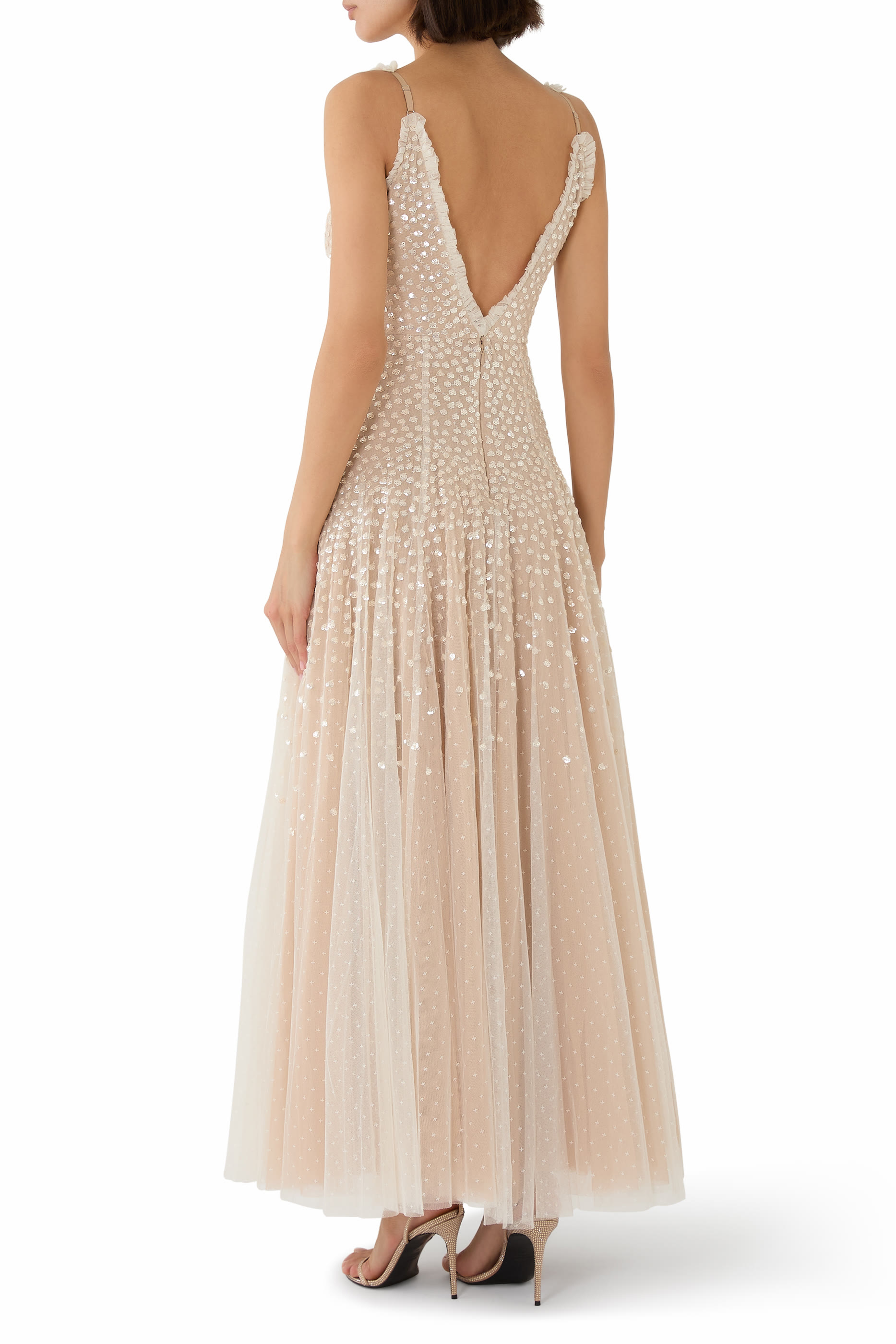 Sequin Cascade Cami Plunge Gown
