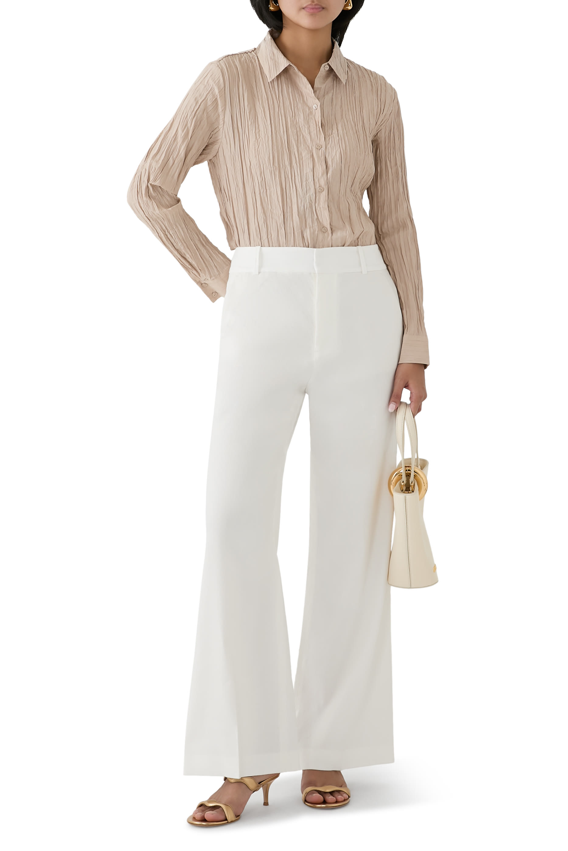 Crinkle Silk Habutai Classic Collar Shirt