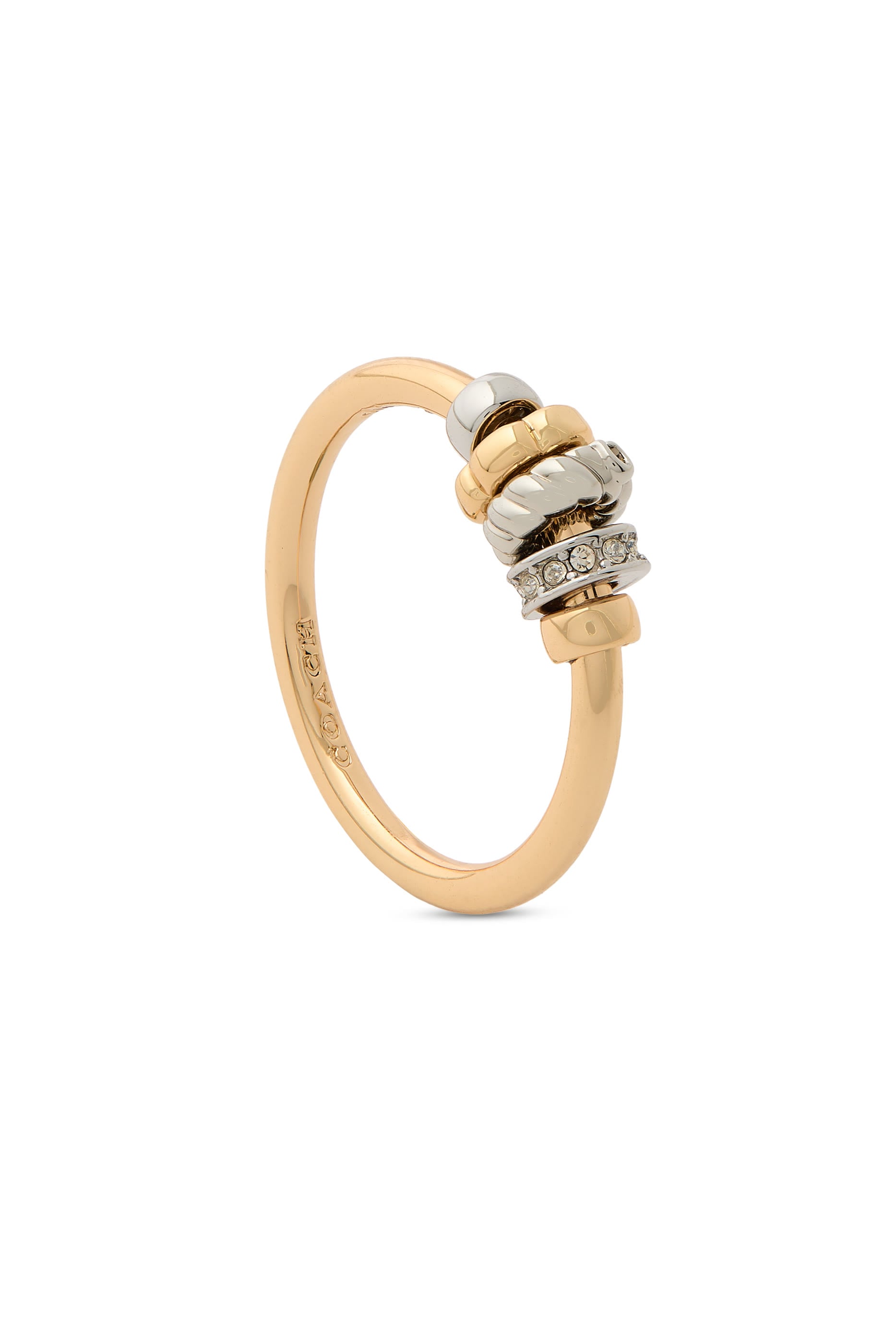Signature Rondelle Charm Band Ring, Brass & Glass Crystal