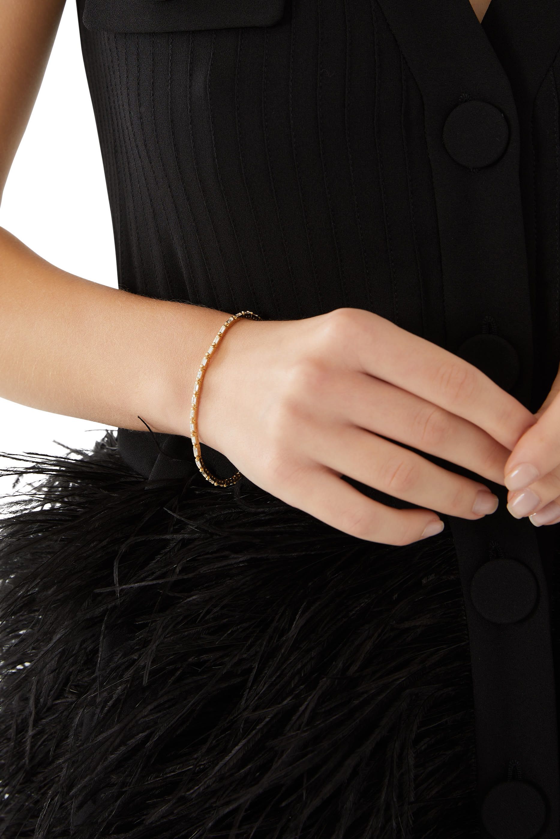 Linear Tennis Bracelet, 18k Yellow Gold & Full Diamond