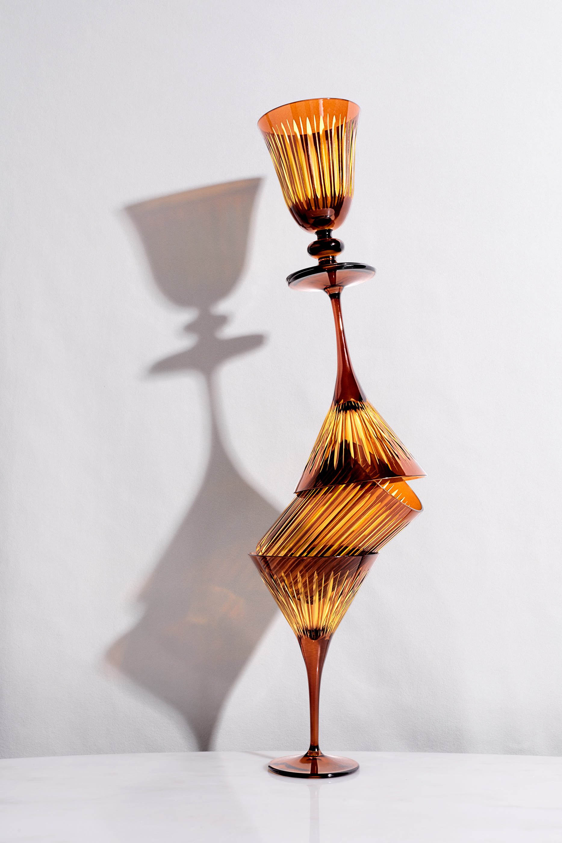 Prism Amber Wine Glass, Set of 4