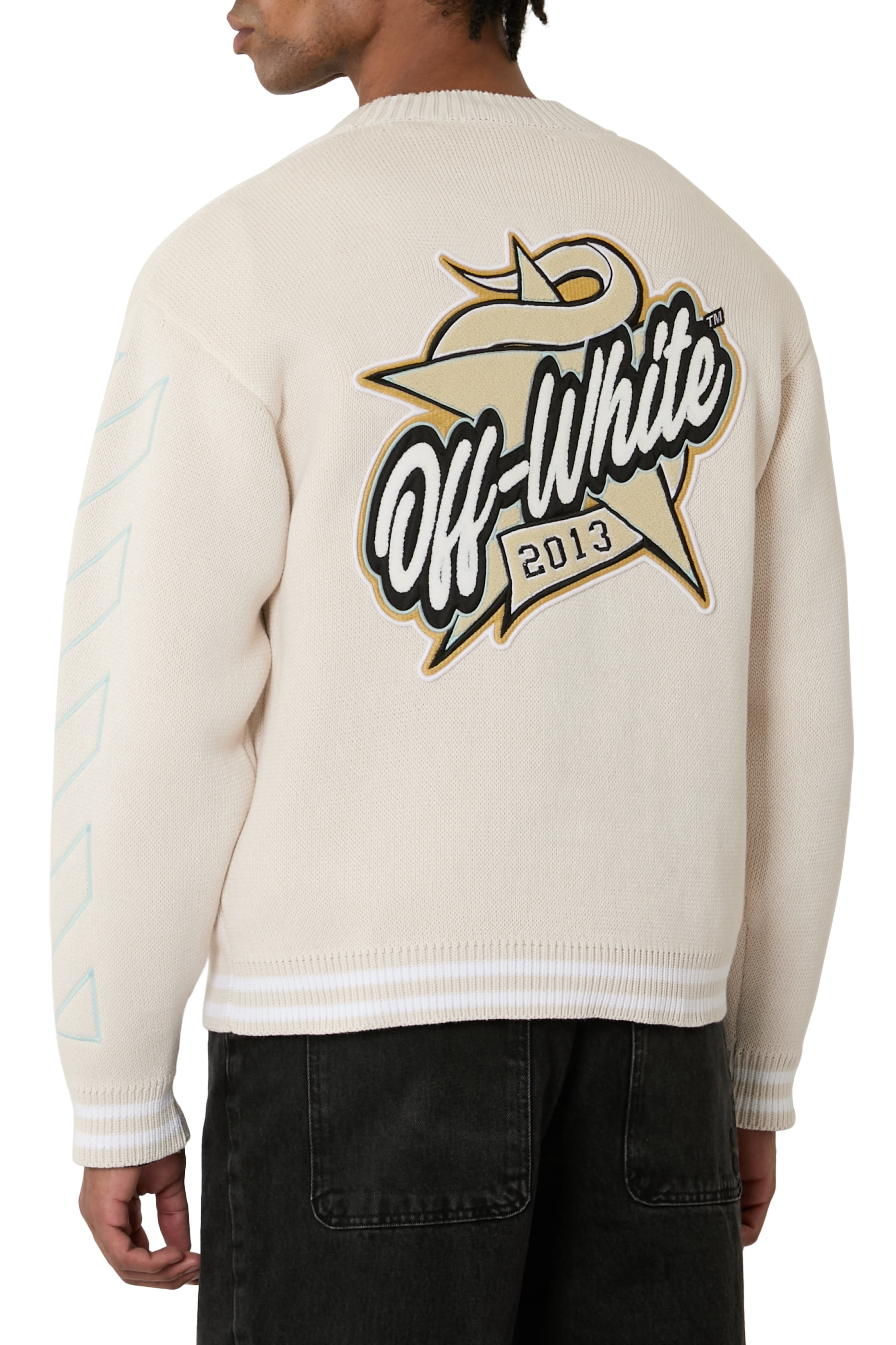 Star Logo Diagonal Varsity Knit Cardigan