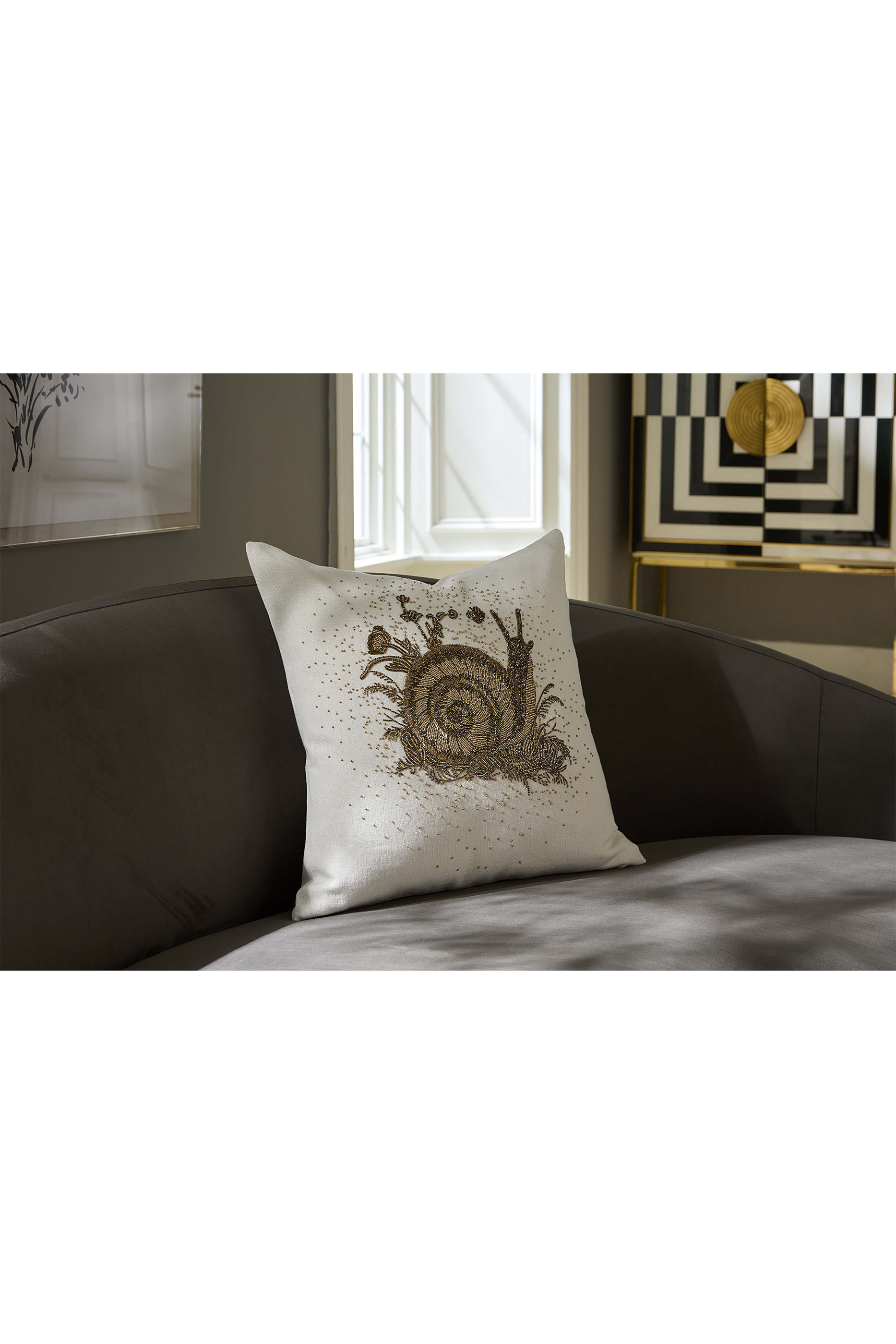 Botanist Snail Beaded Cushion