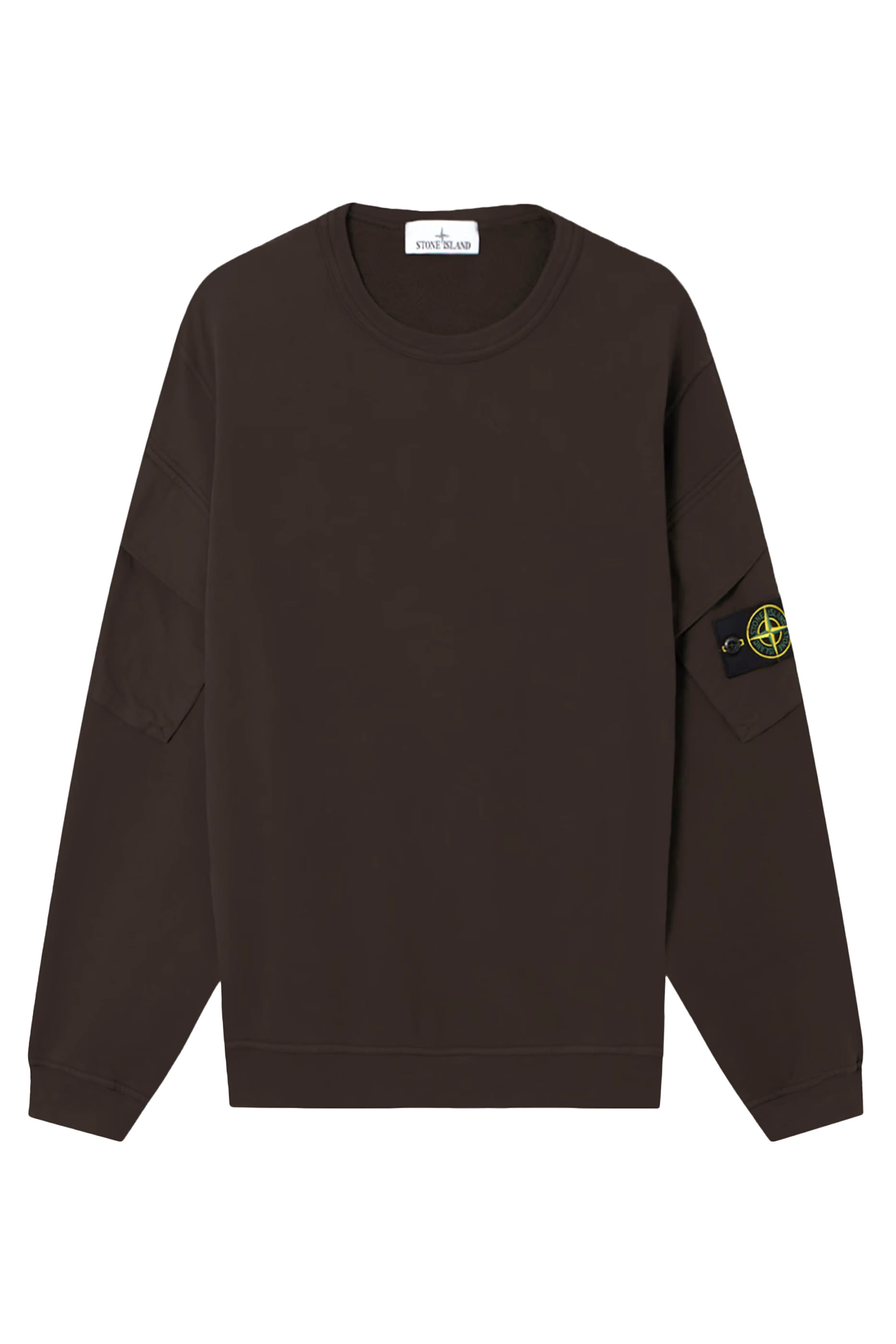Brushed Organic Cotton Fleece Crewneck Sweatshirt with Sleeve Pockets