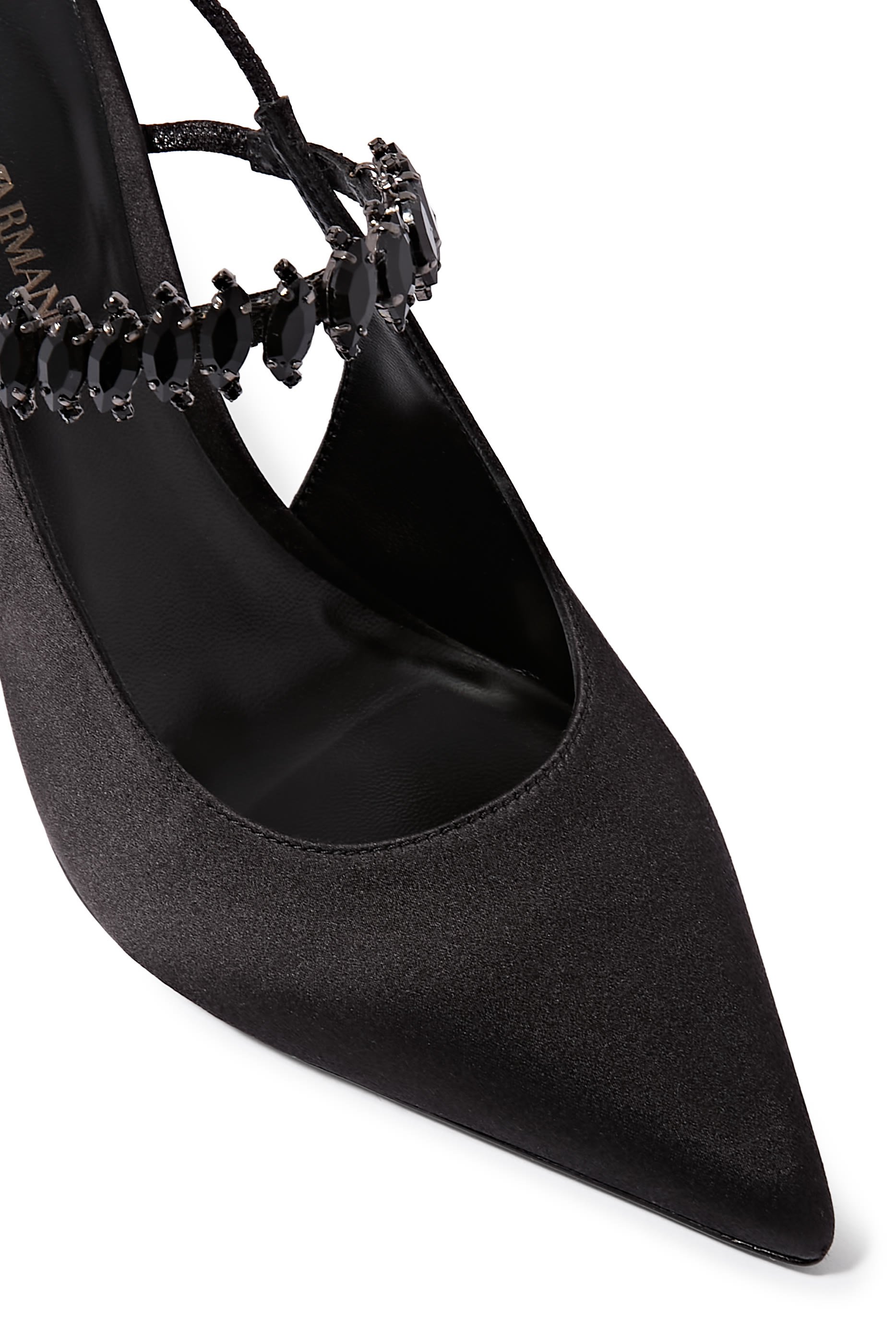 Embellished Satin Slingback Pumps