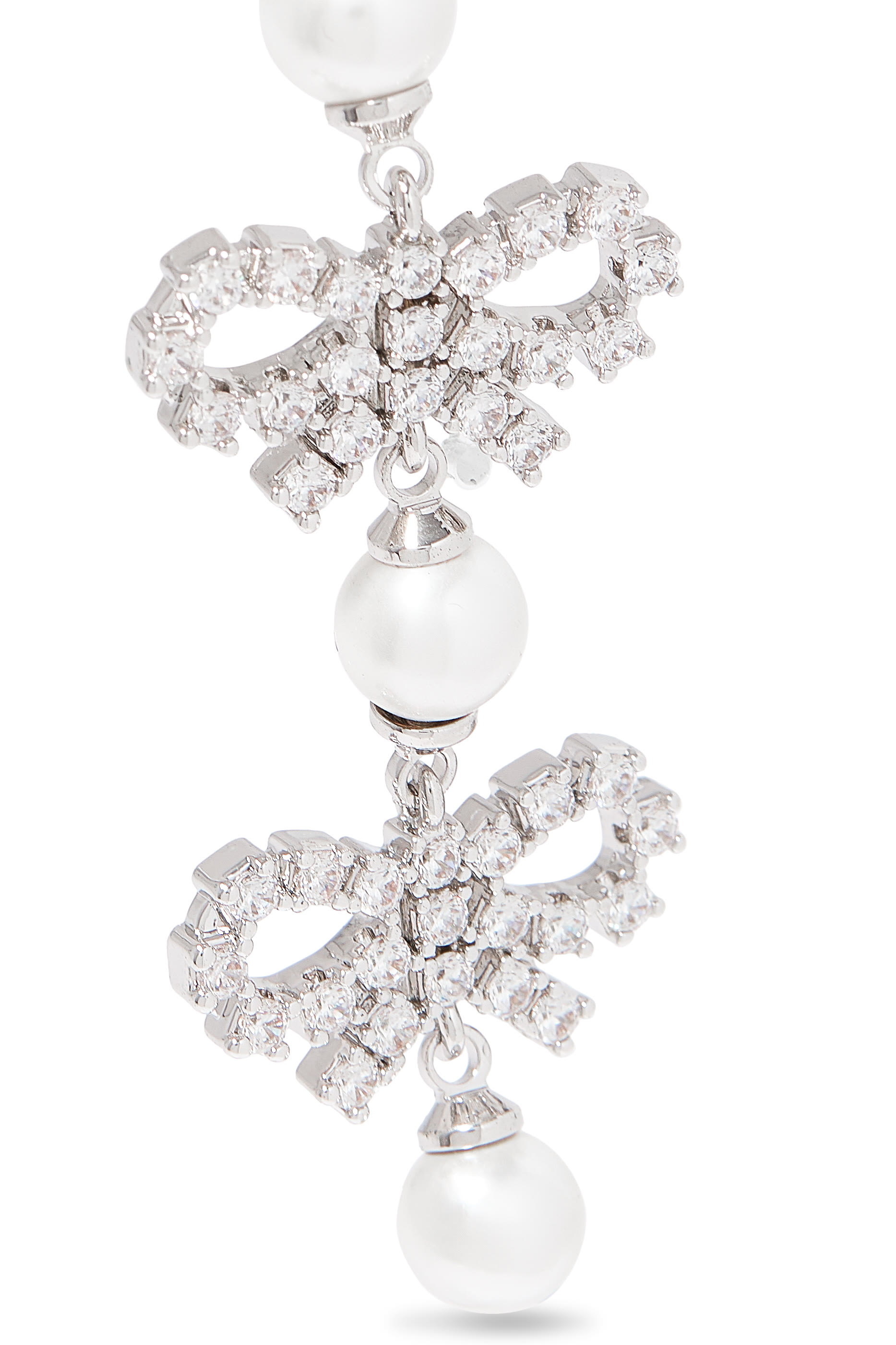 Micro Bow Pearl Tiered Earrings