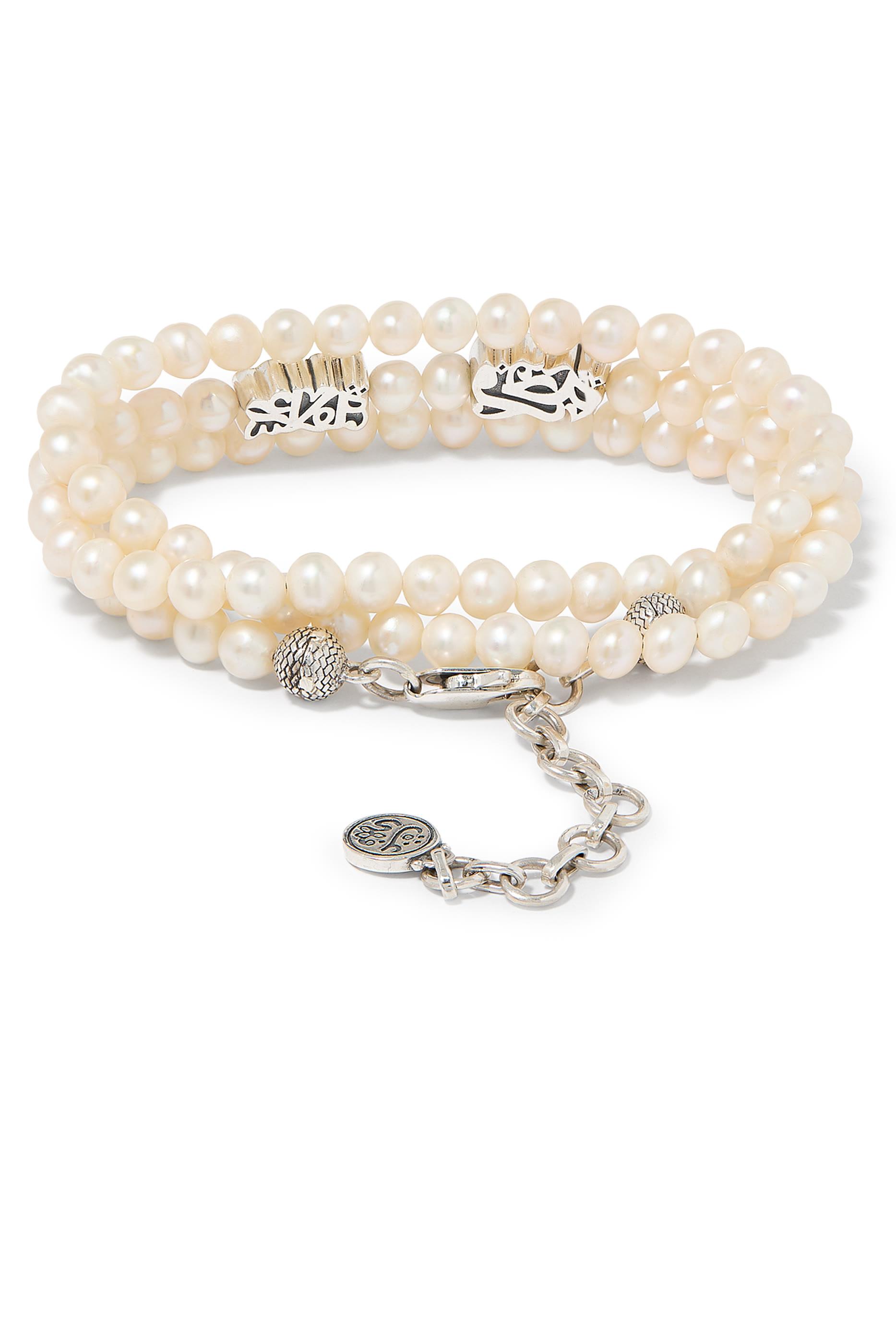 Nur Happiness Wrap-Around Bracelet, 18k Gold with Sterling Silver & Pearls