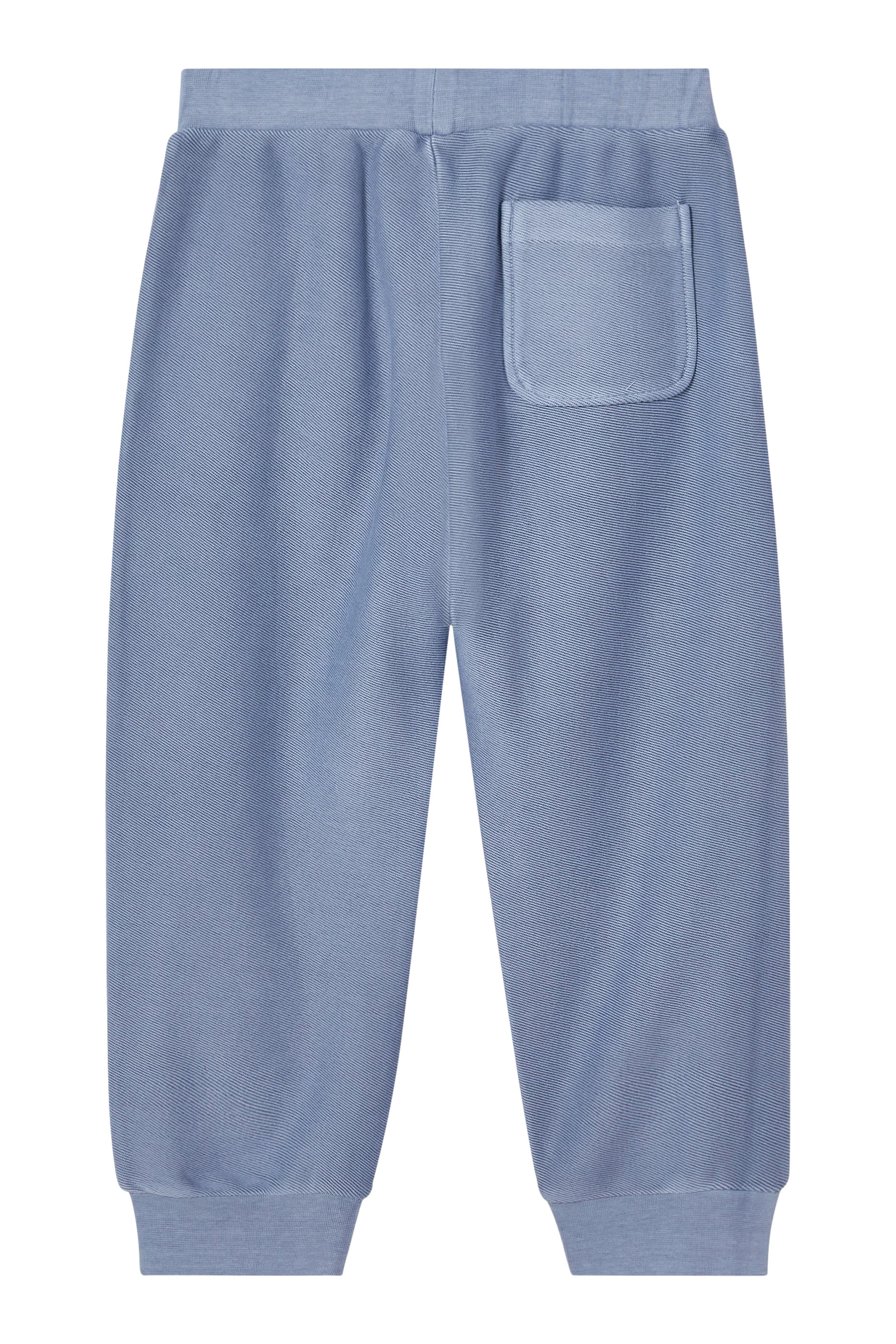 Kids Diagonal Cotton Jersey Joggers with Ribbed Cuffs