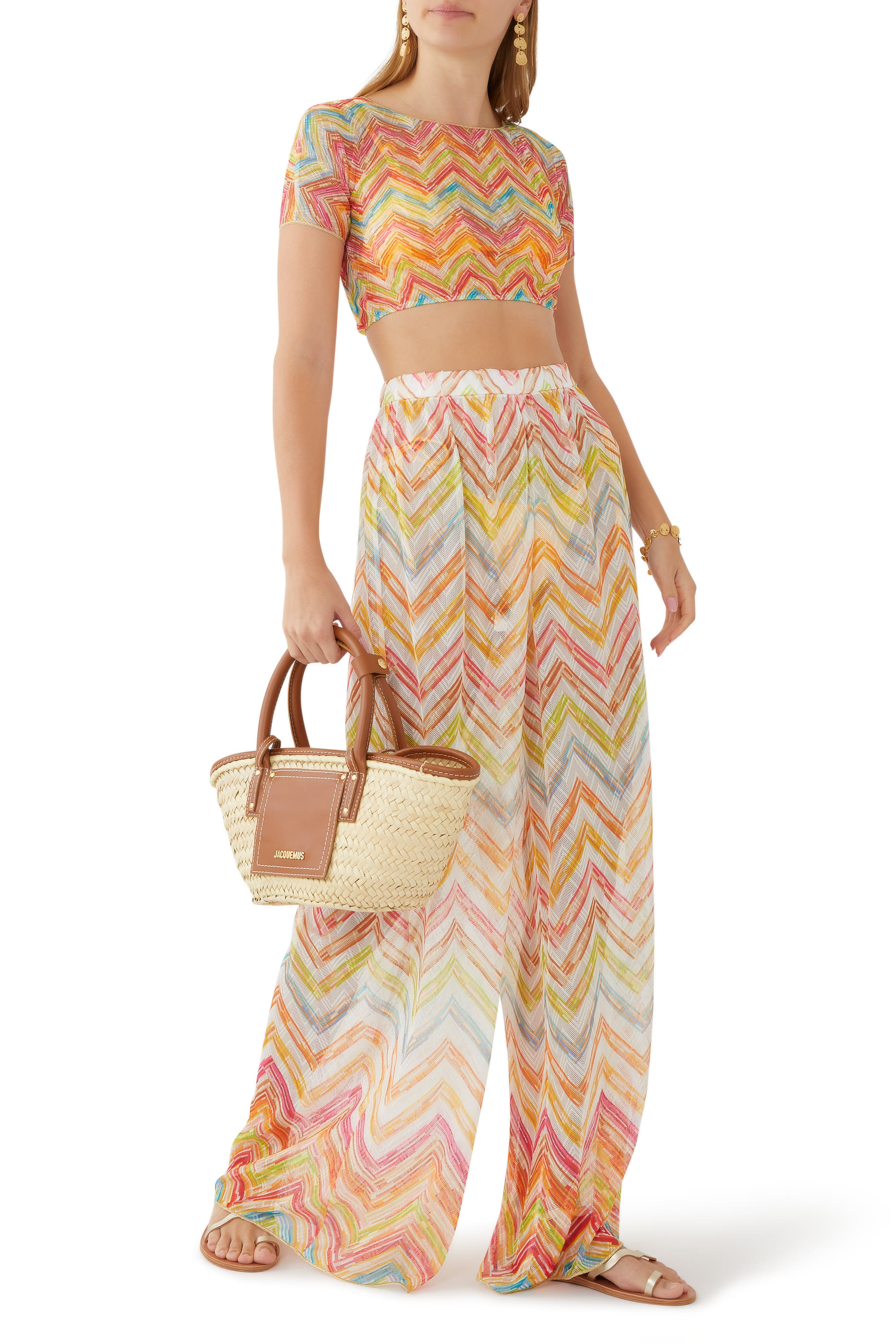 Mare Chevron Raschel Wide Leg Trousers