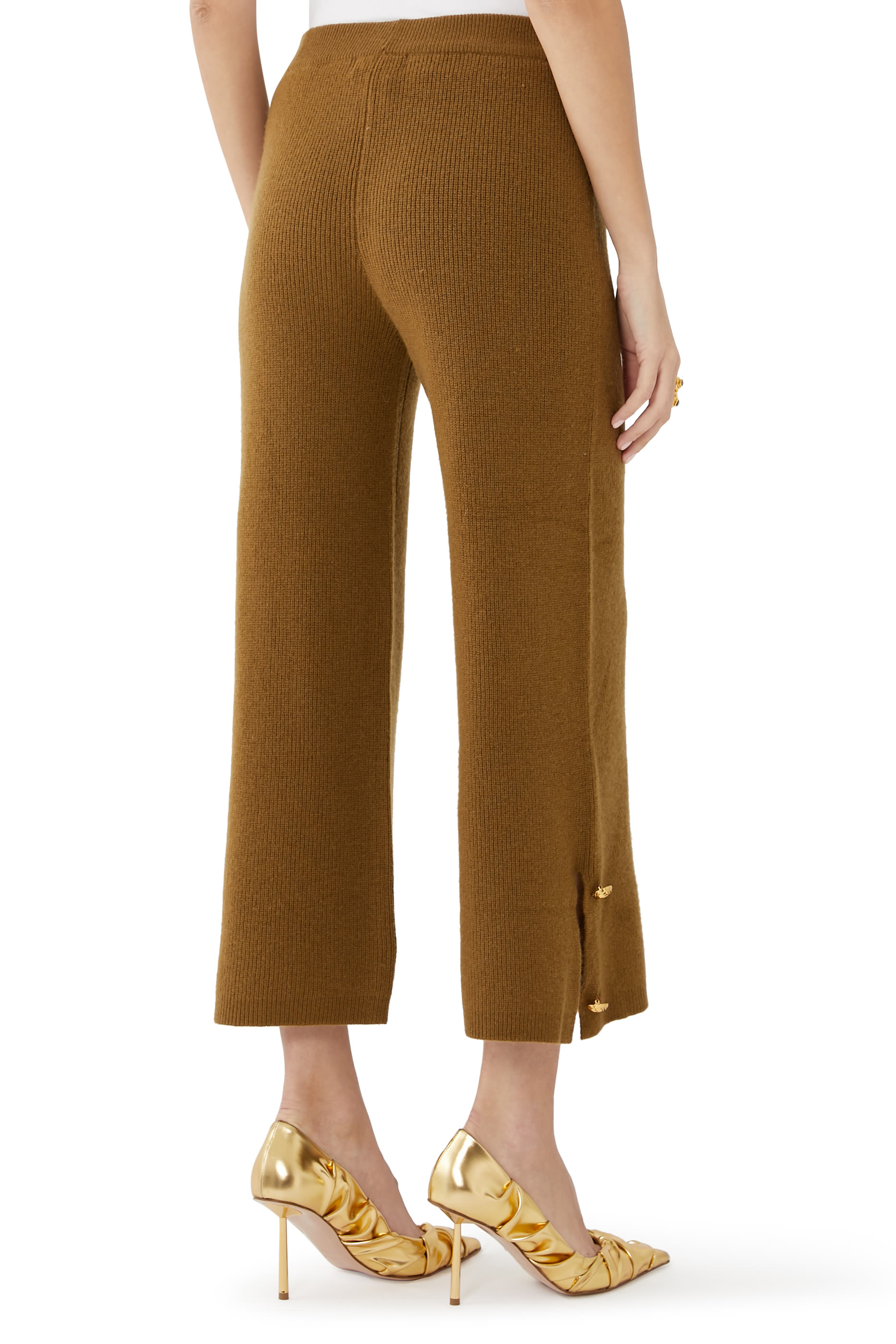Cropped Pants With Button Detail