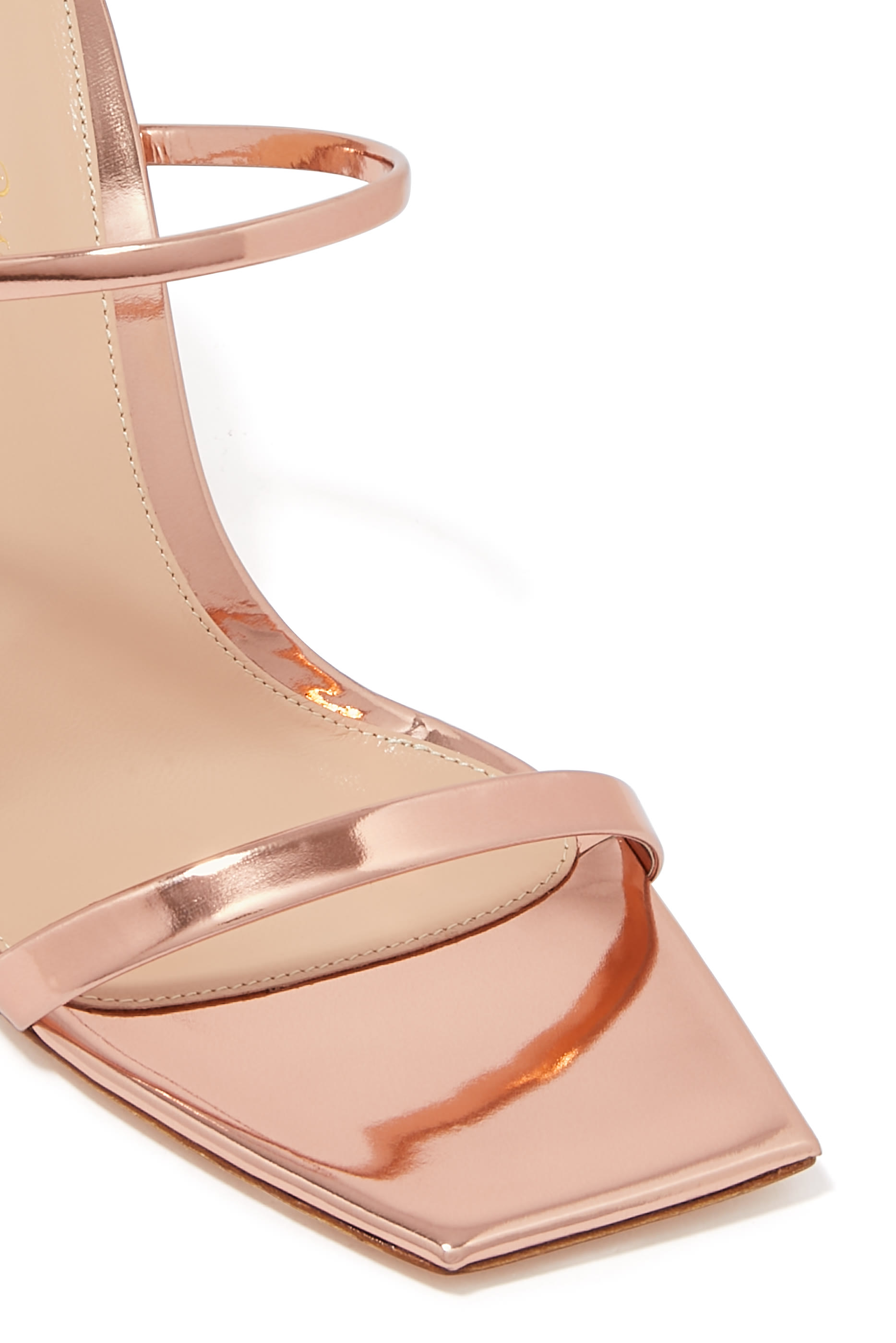 Ribbon 105 Metallic Leather Double Strap Mules