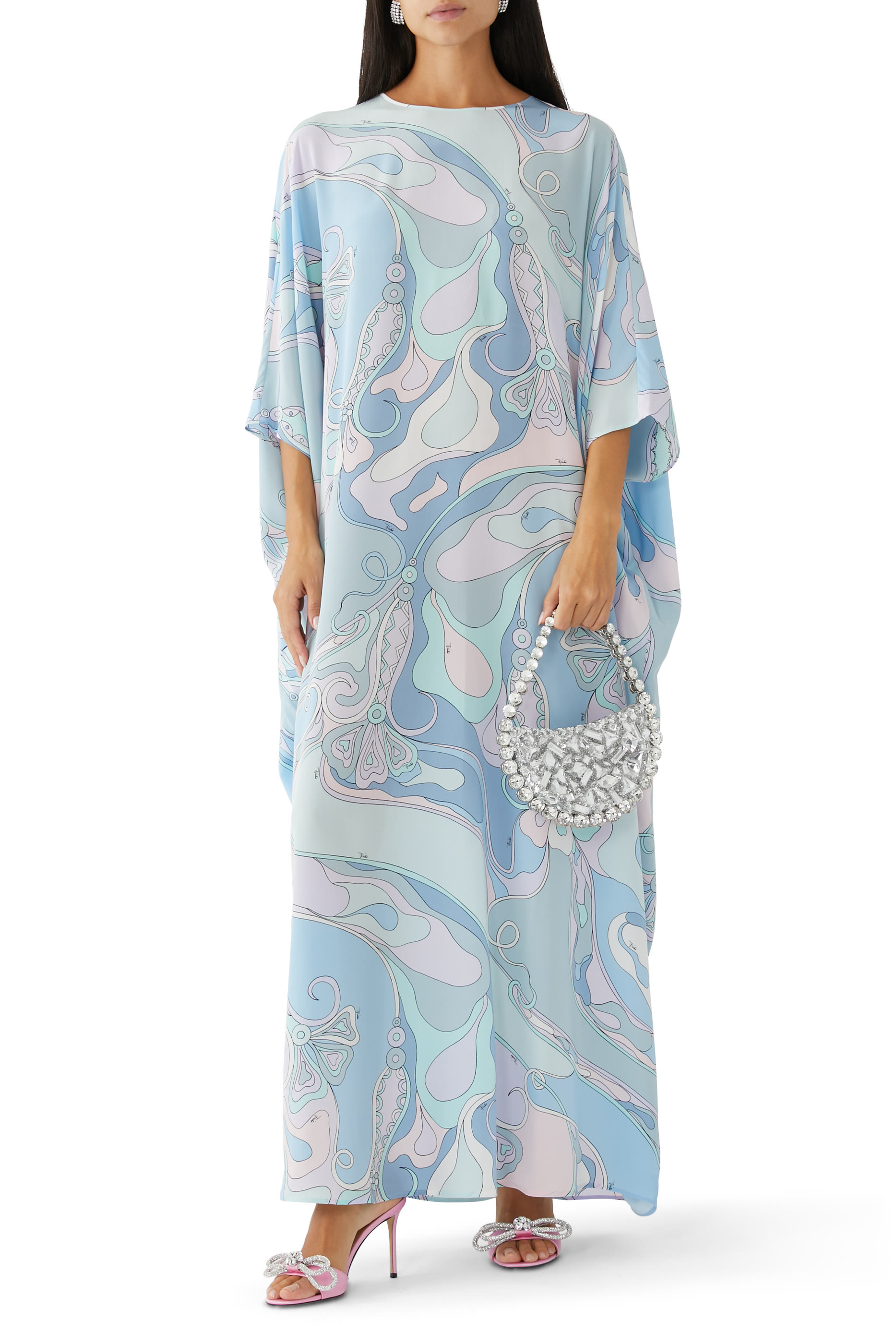 Orchidee-Print Silk Kaftan