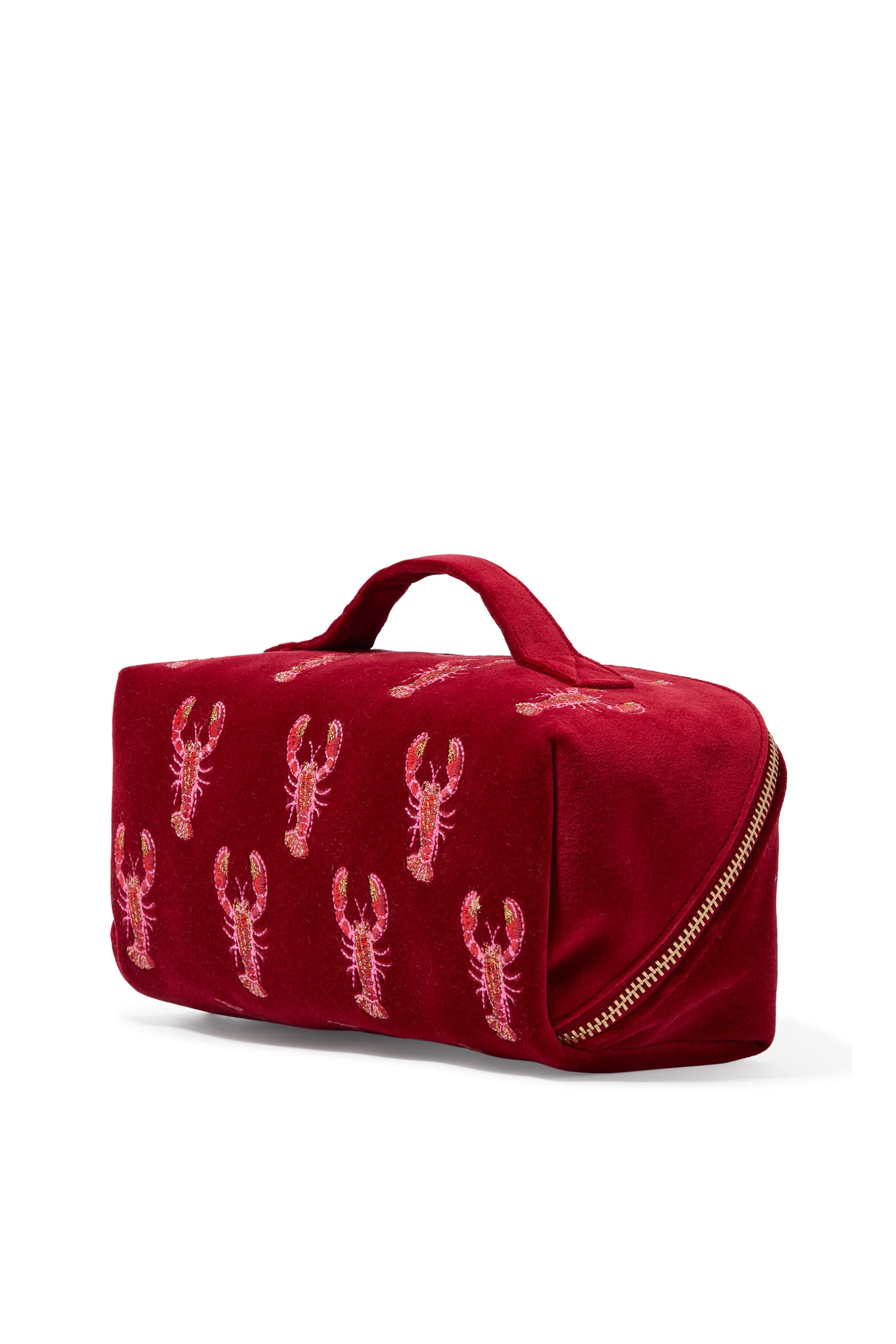 Lobster Velvet Open Flat Makeup Bag 